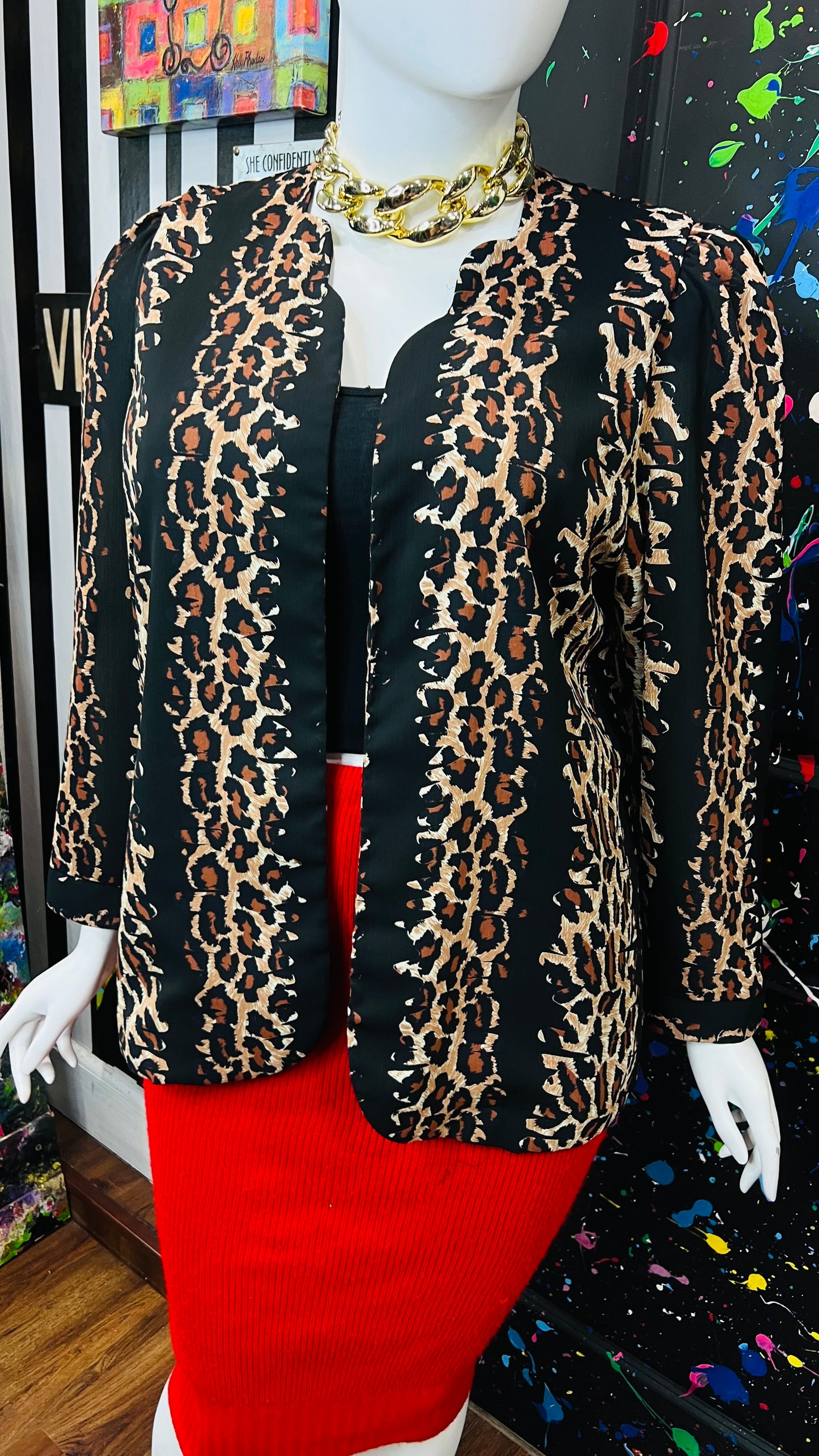 Vintage Animal Print Open Duster (18W)