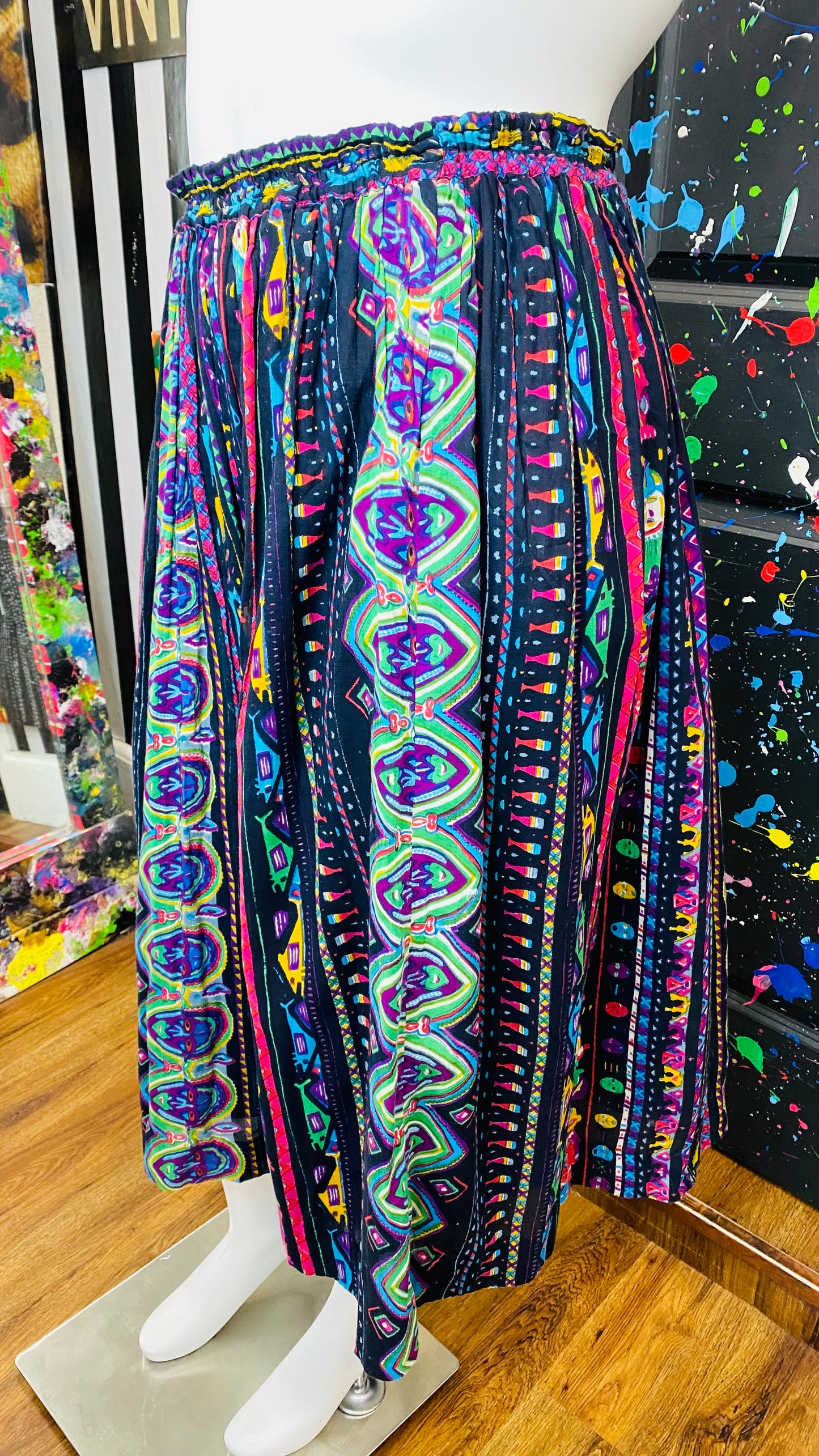 Vintage Rayon Faces Skirt (16)