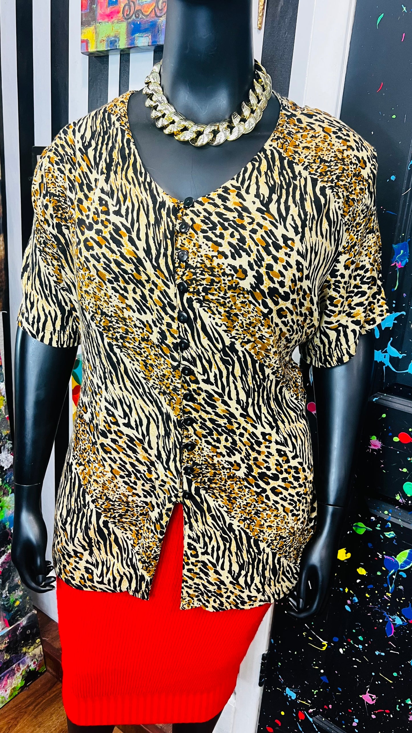 Vintage Rayon Animal Print Blouse (20)
