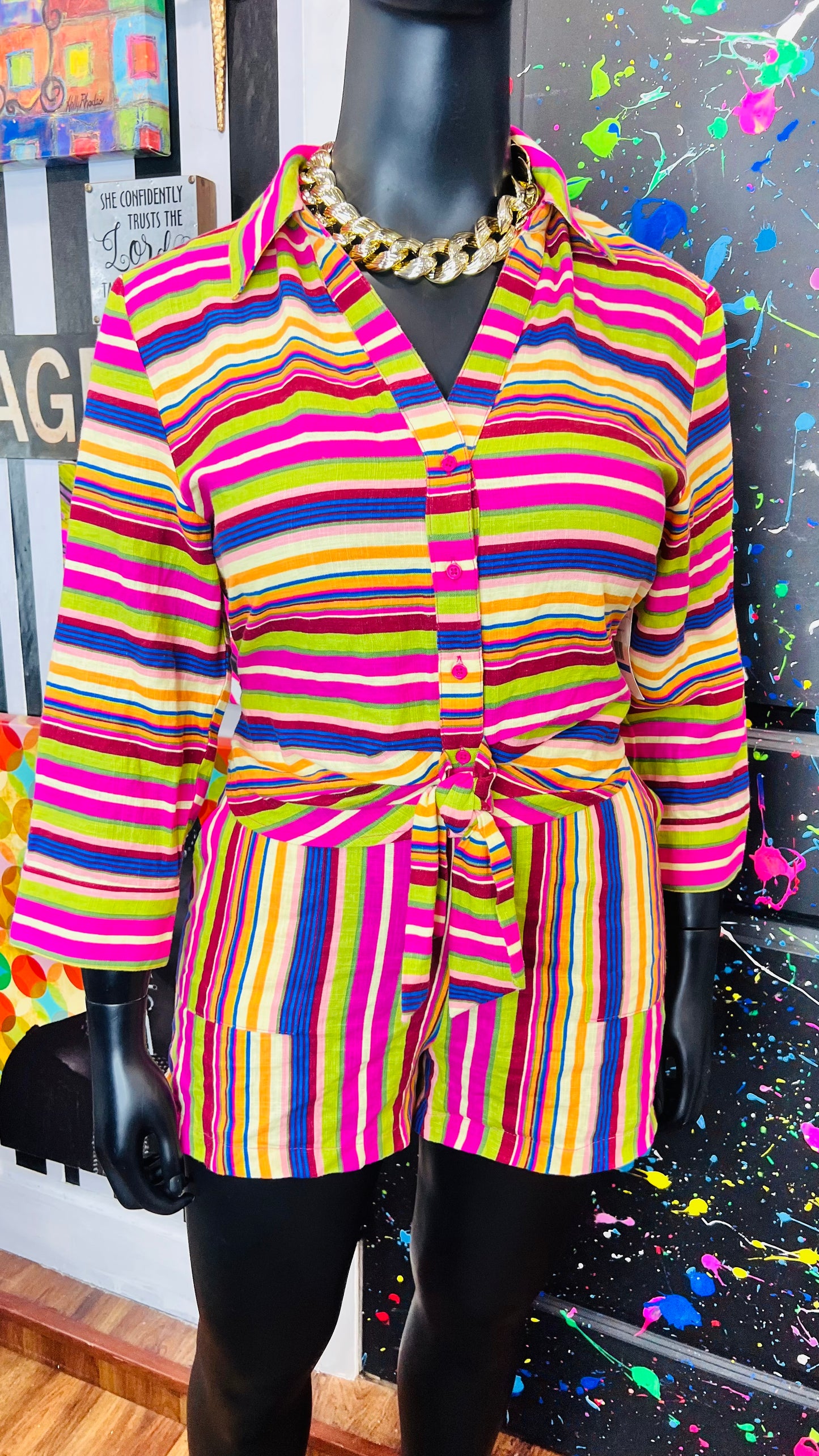 New w/Tags Striped Linen Set (14)