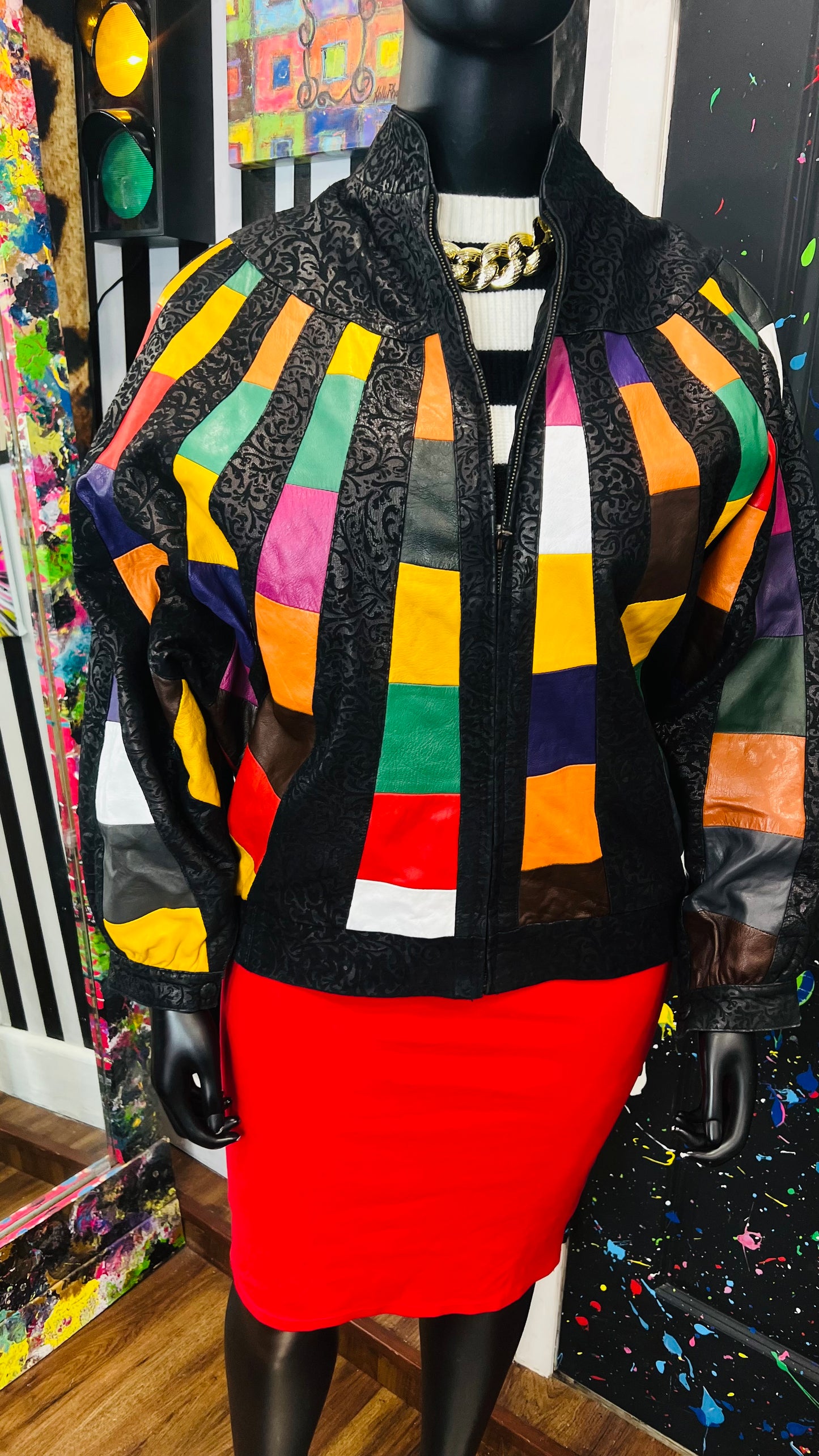 Vintage Genuine Leather & Suede Leather Jacket (OS)