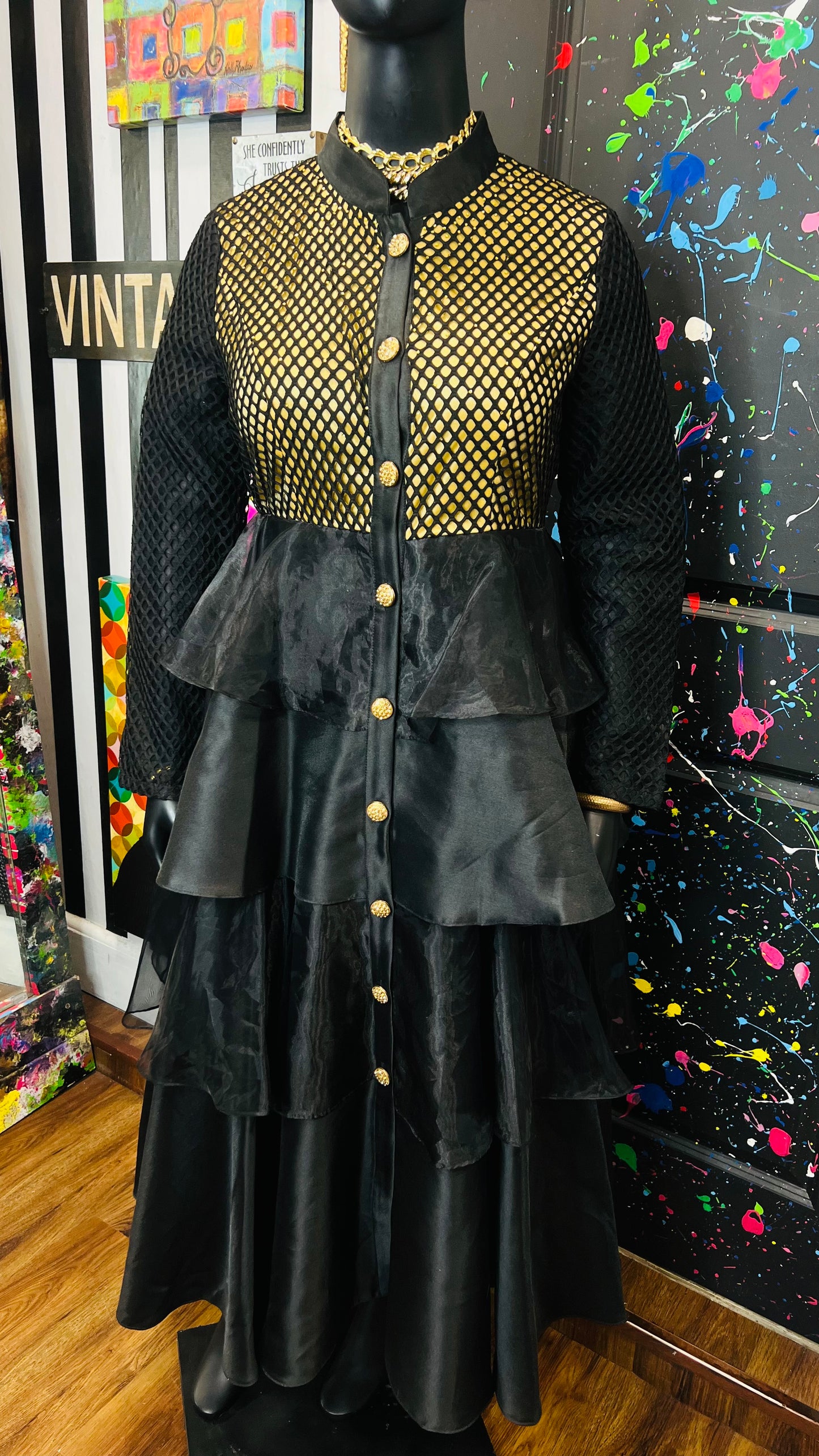 Gold & Black Dress Couture(16)