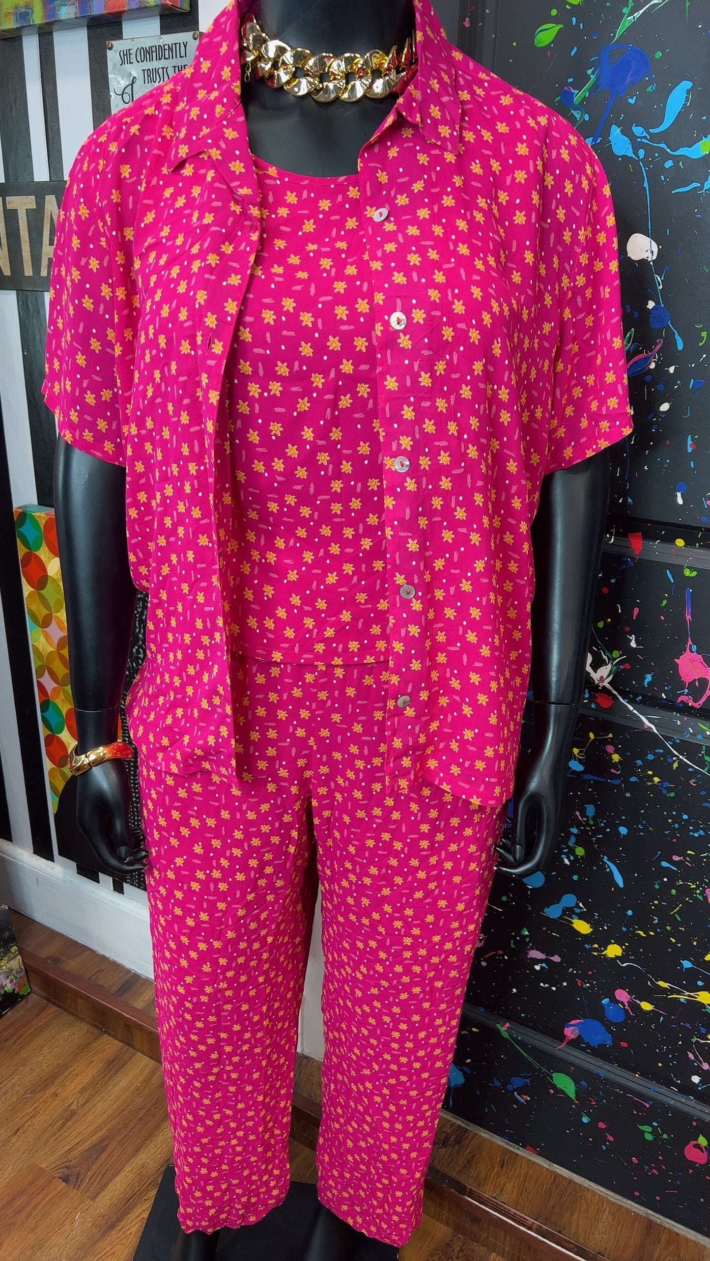 Vintage Three Piece Pink & White Polka Dot Pants Set (16)