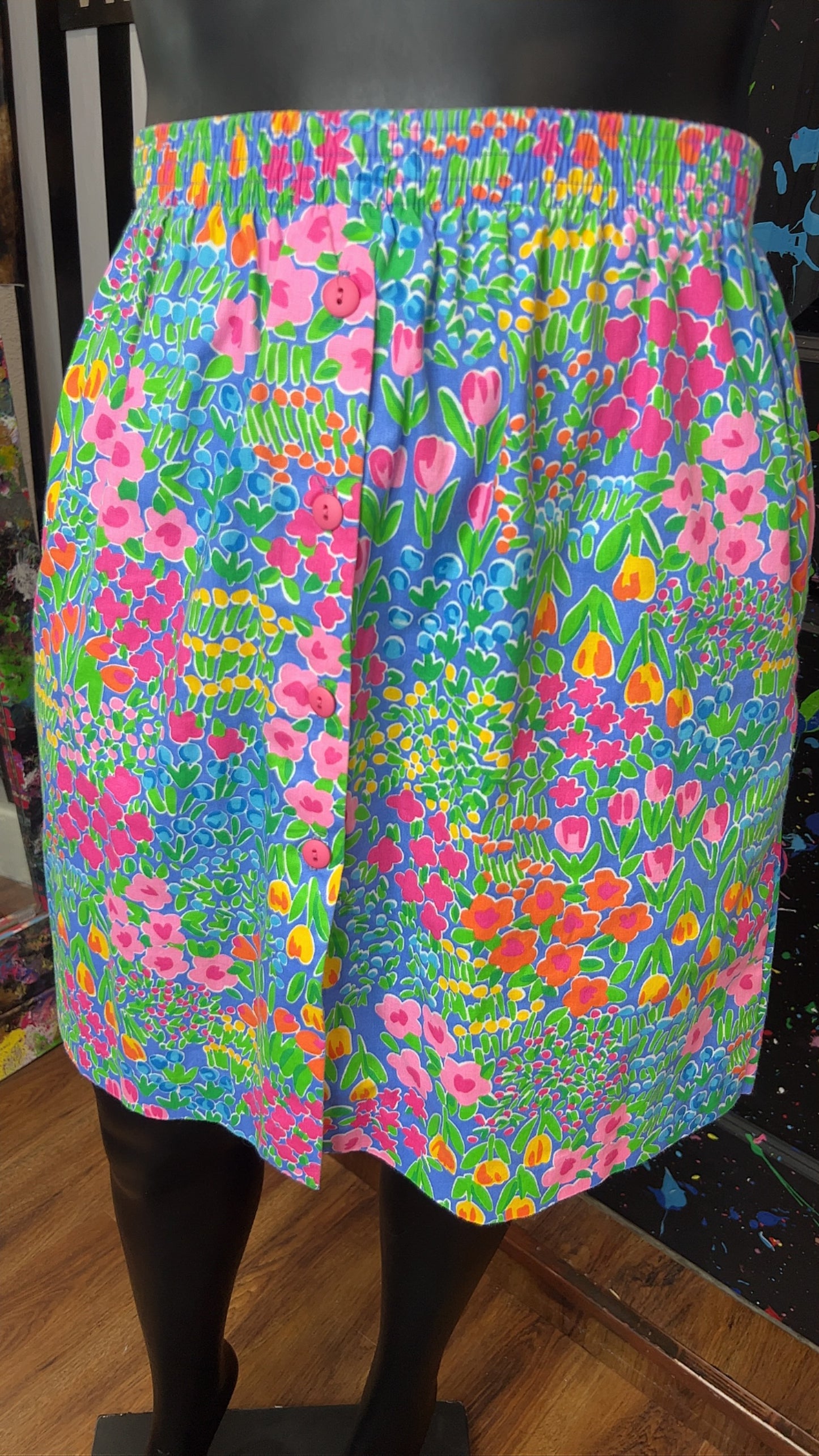 Vintage Floral Button Down Front SKORT (14/16)
