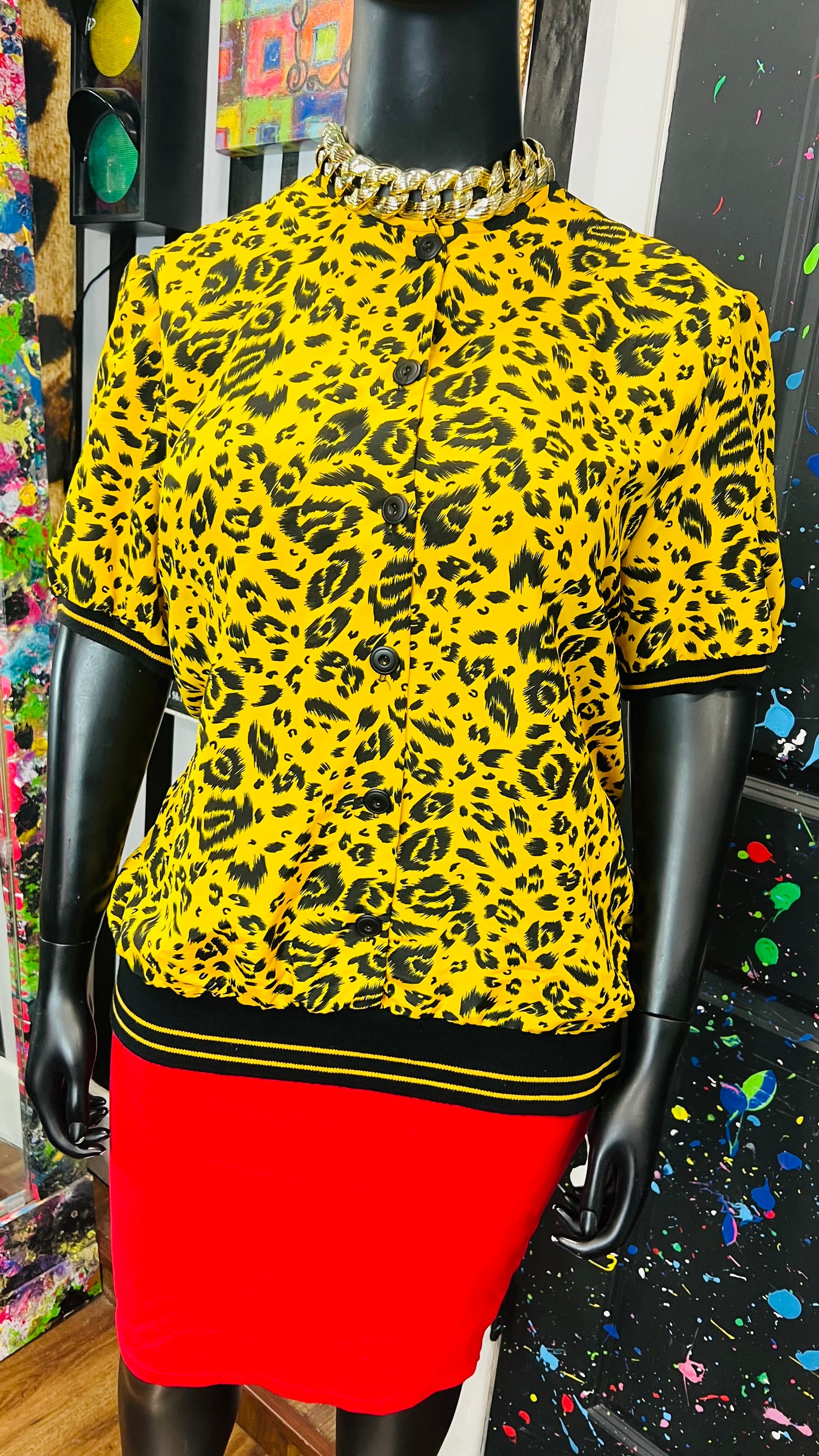 Vintage Yellow & Black Blouse (20)