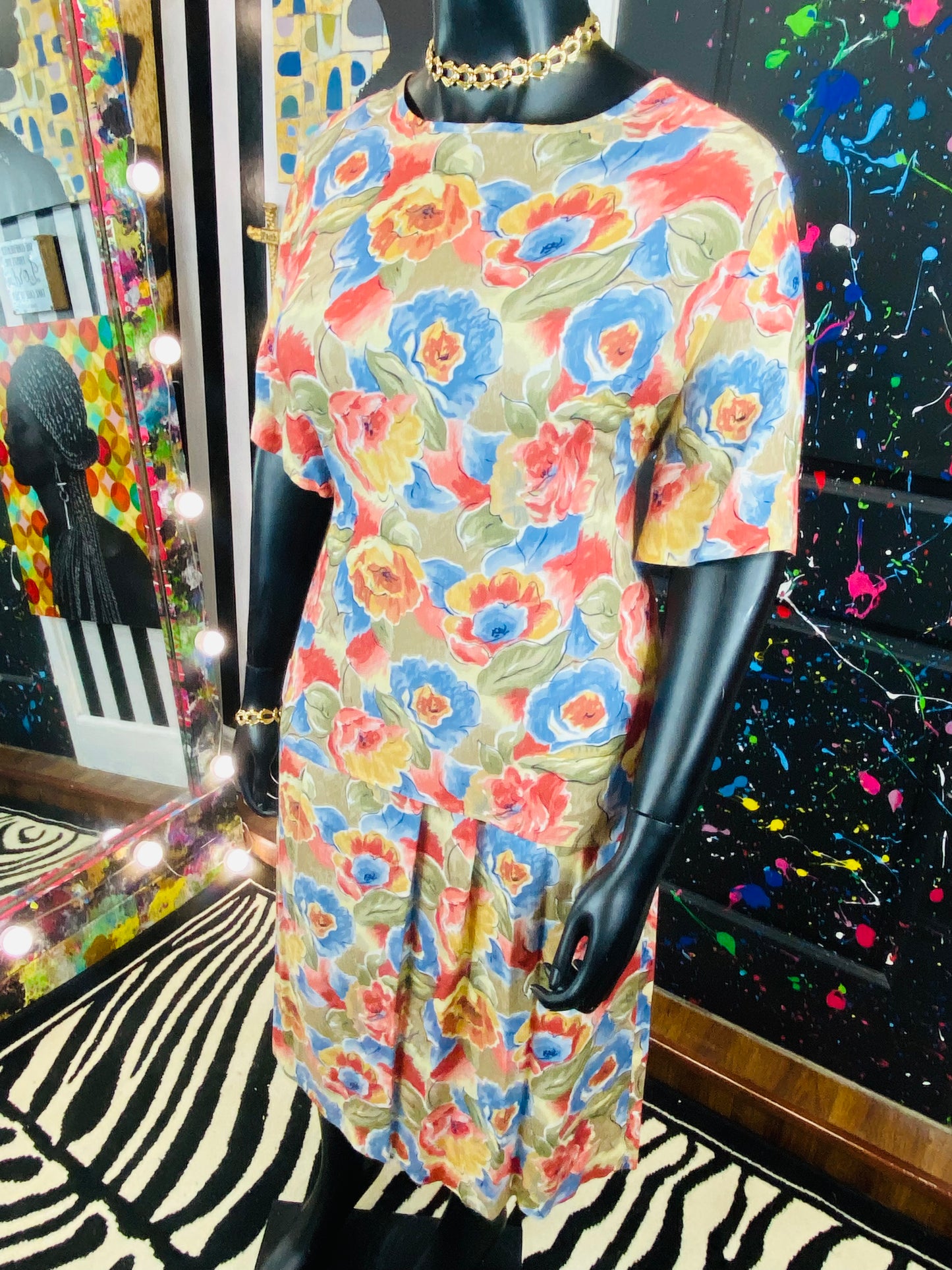 Vintage Floral 2 piece Skirt Set