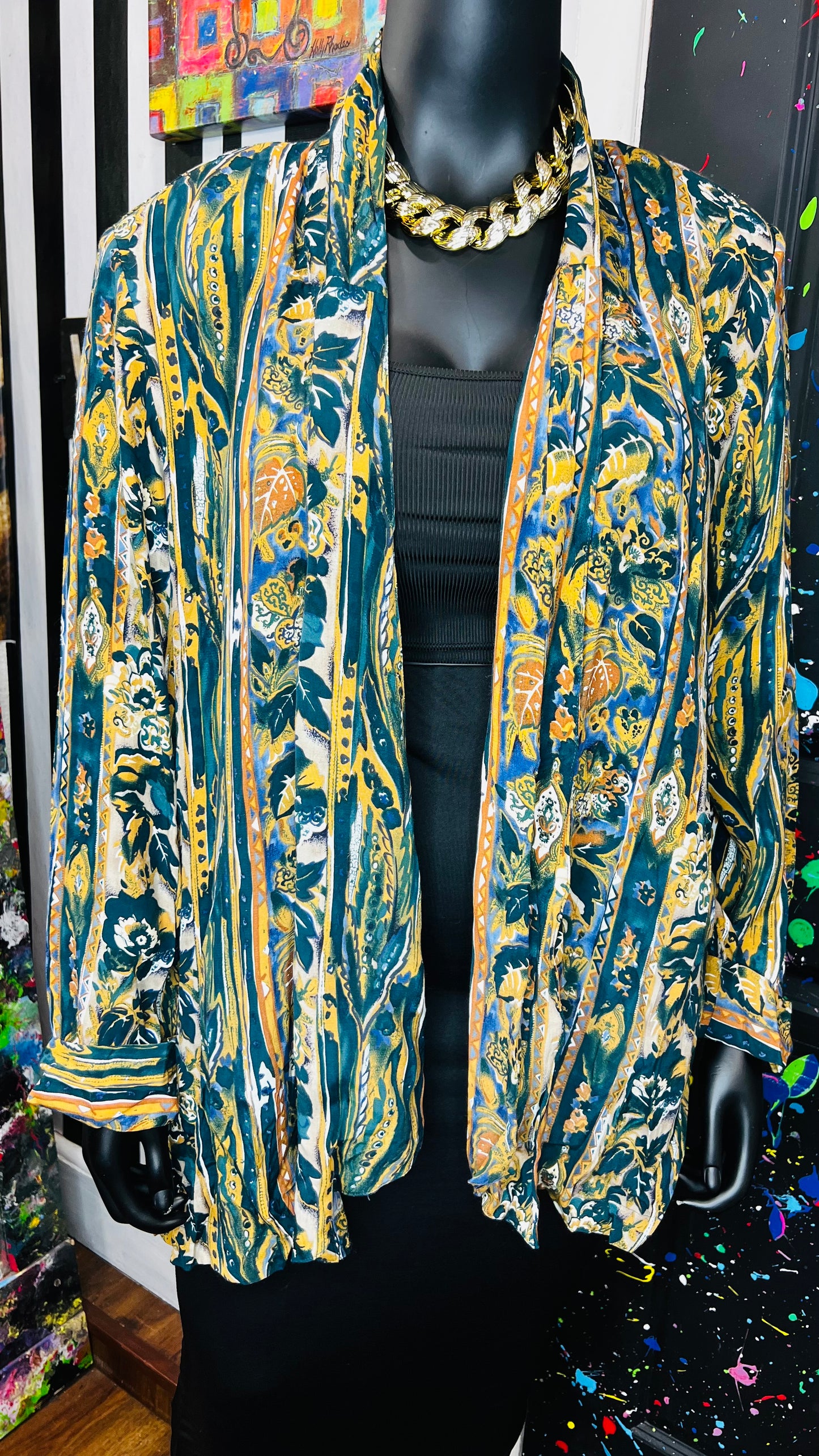 Vintage Rayon Abstract Duster (22)