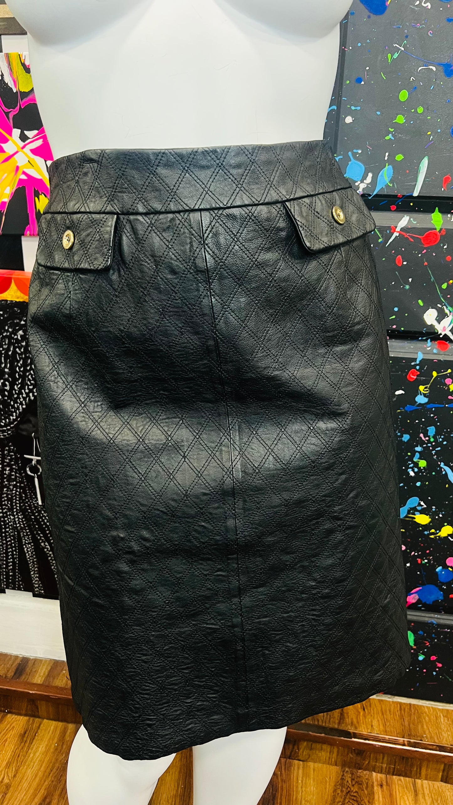 Vintage Lined Genuine Leather Skirt (18W)