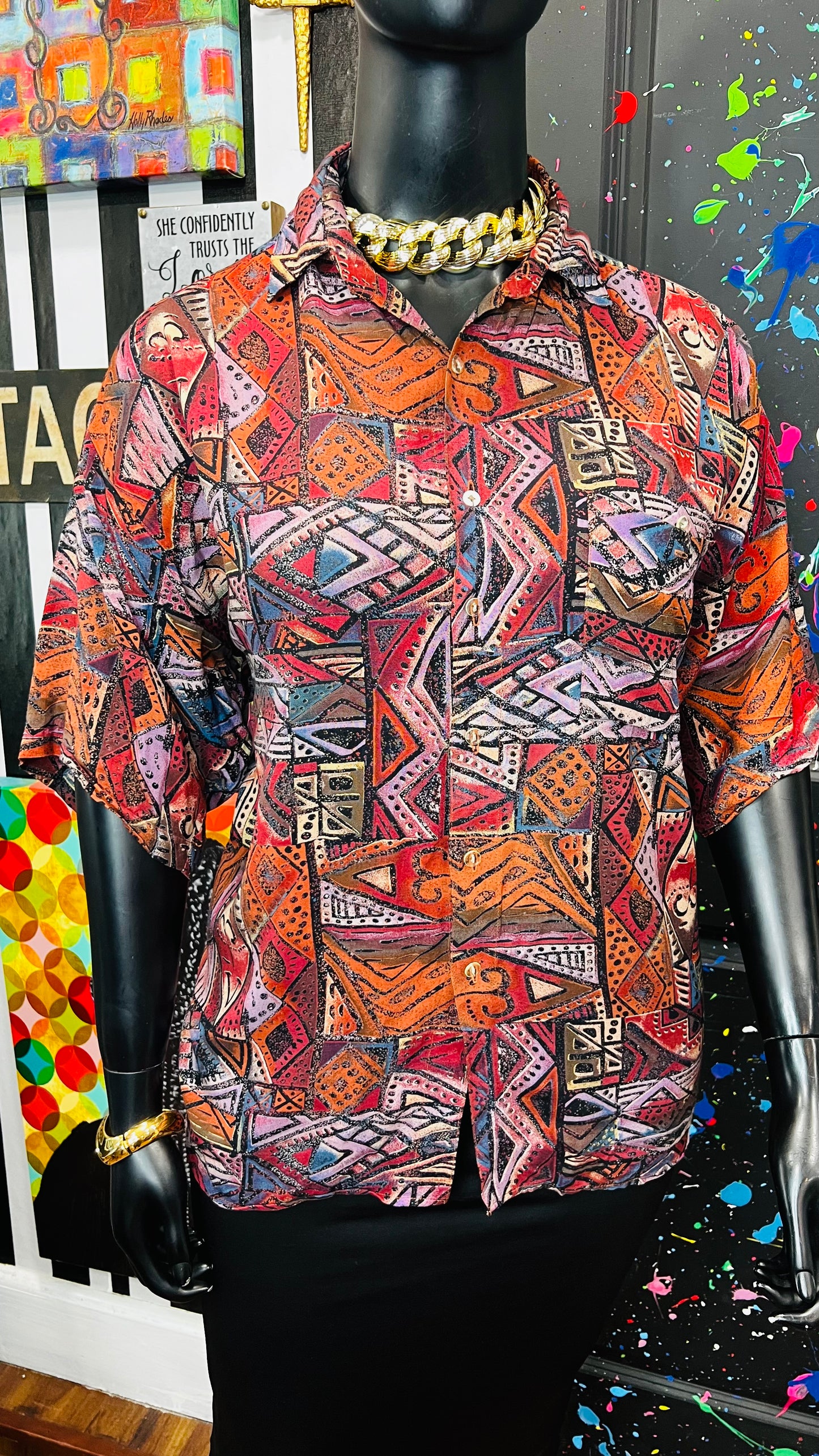 Vintage Rayon Abstract Blouse (22)