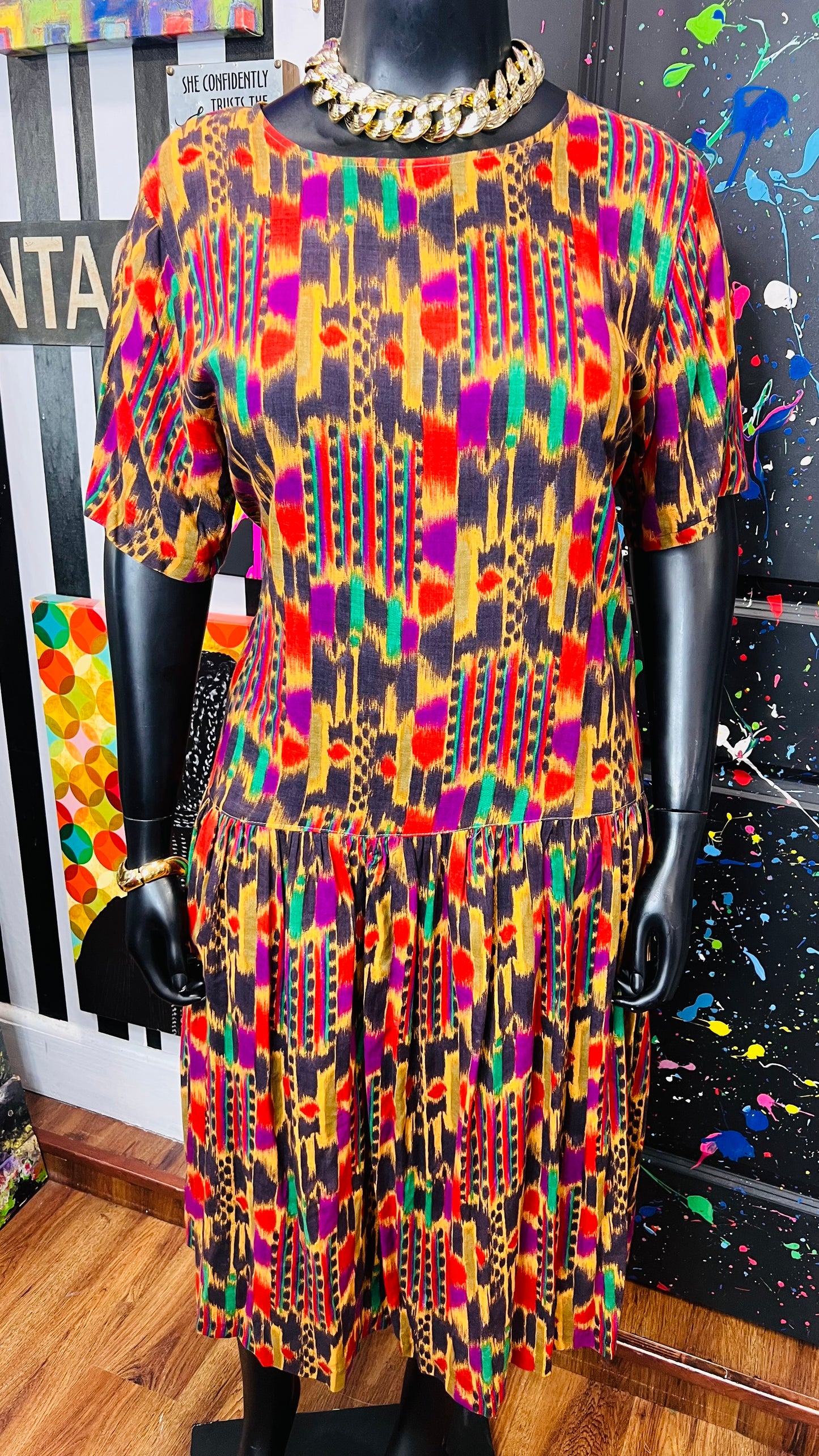 Vintage Tribal Print Sleeveless Dress (14)
