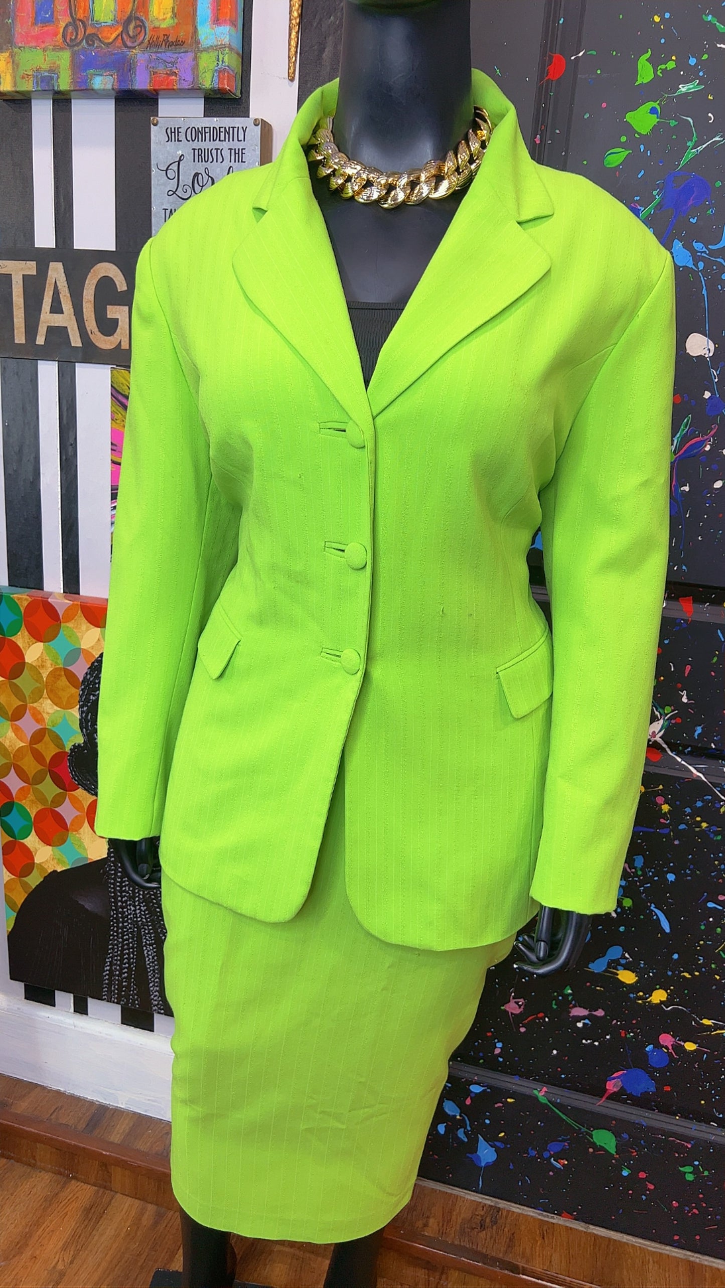 Vintage Green Skirt Suit (20)