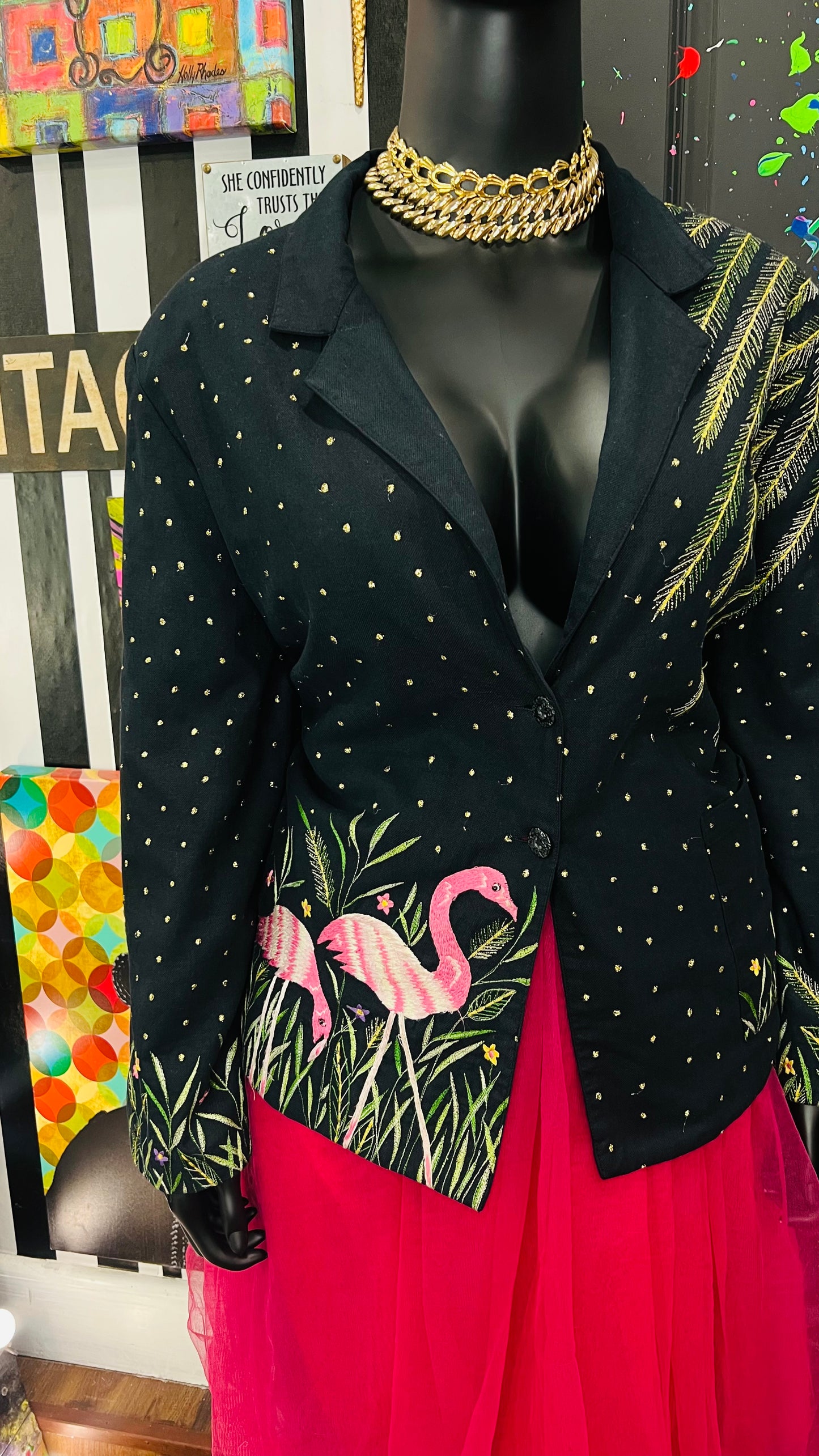 Vintage Flamingo Shimmer Blazer (24)