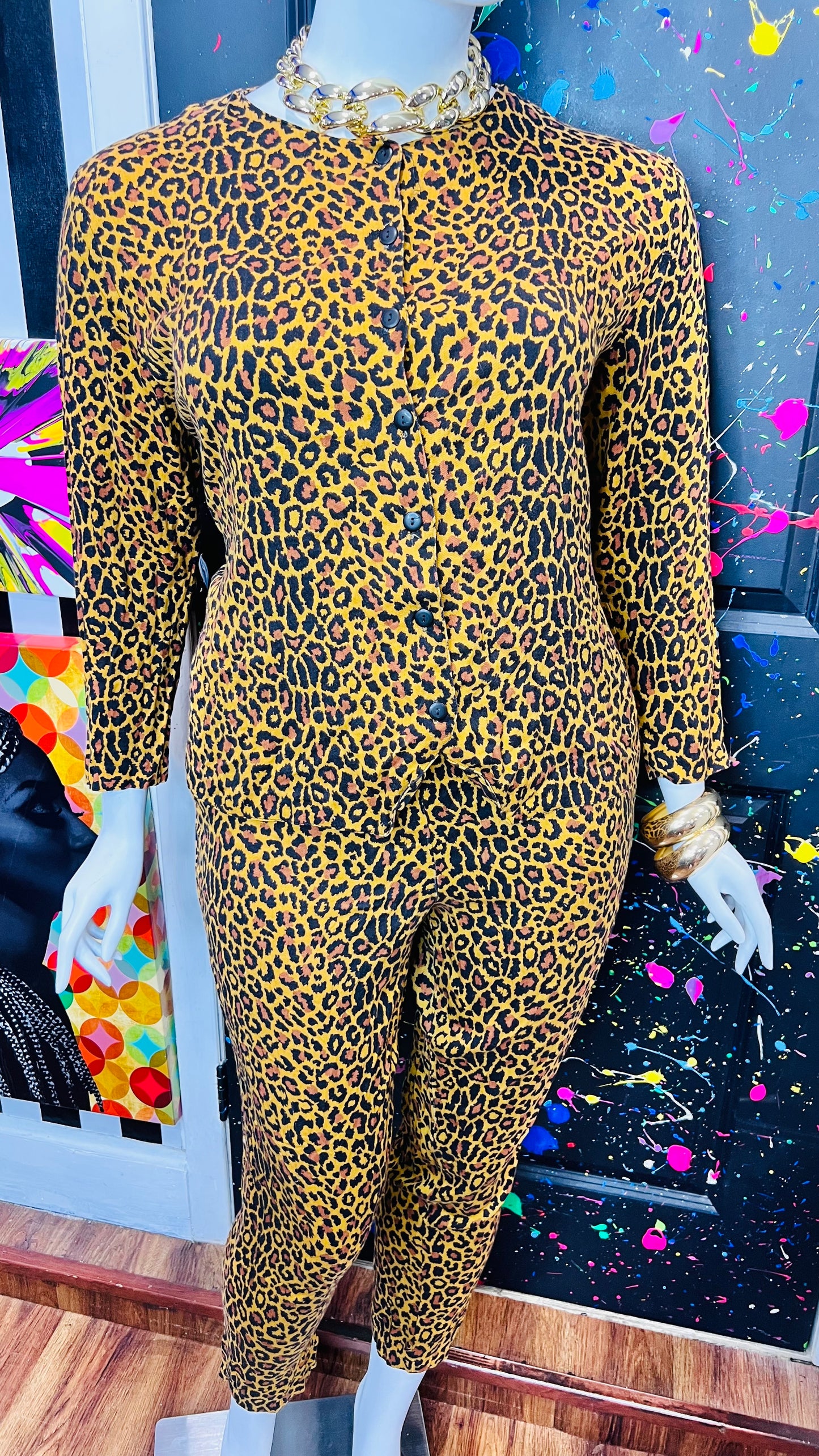 Vintage Rayon Cheetah Pants Set (18)