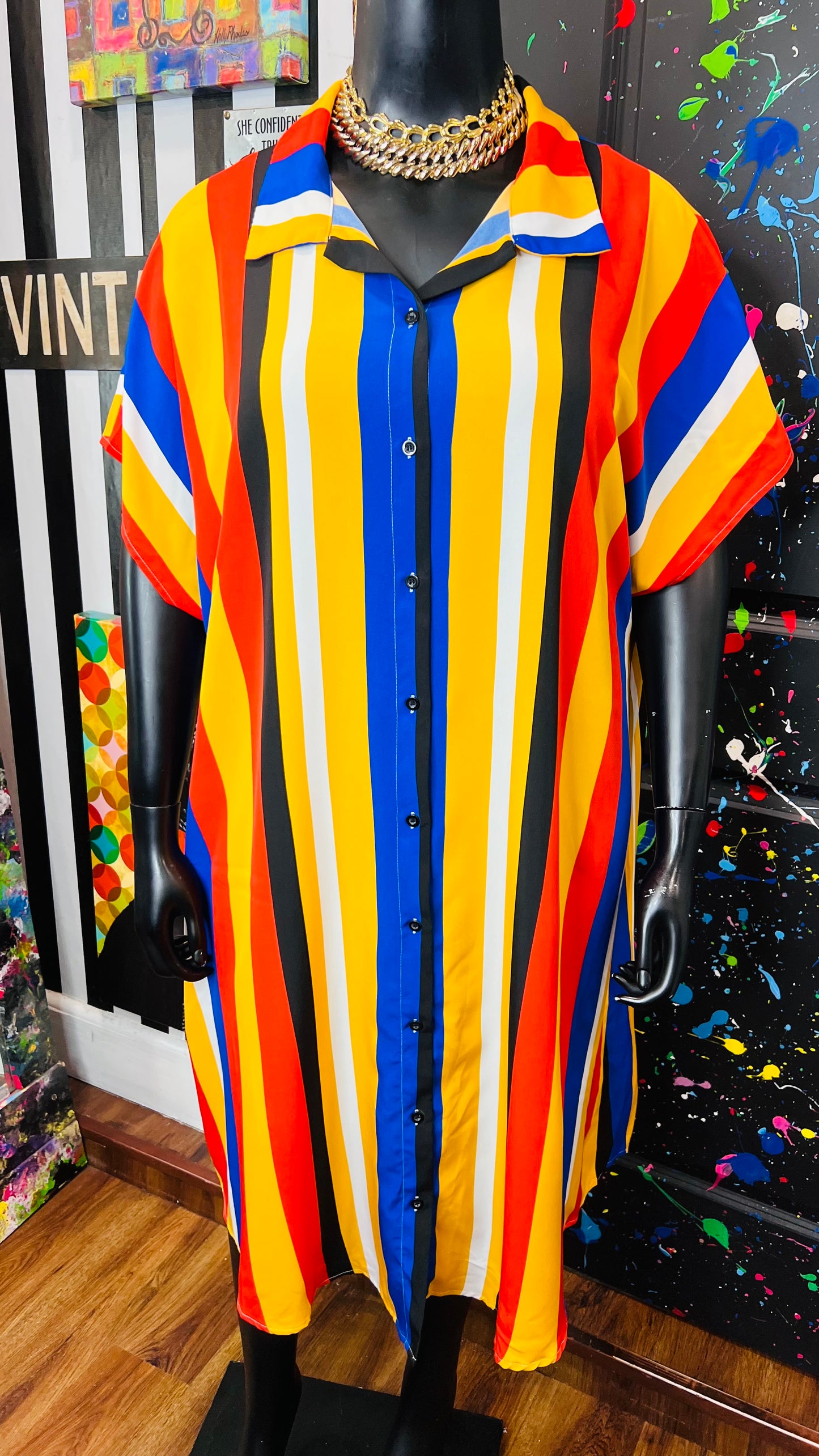 Primary Color Striped Dress (20/22)