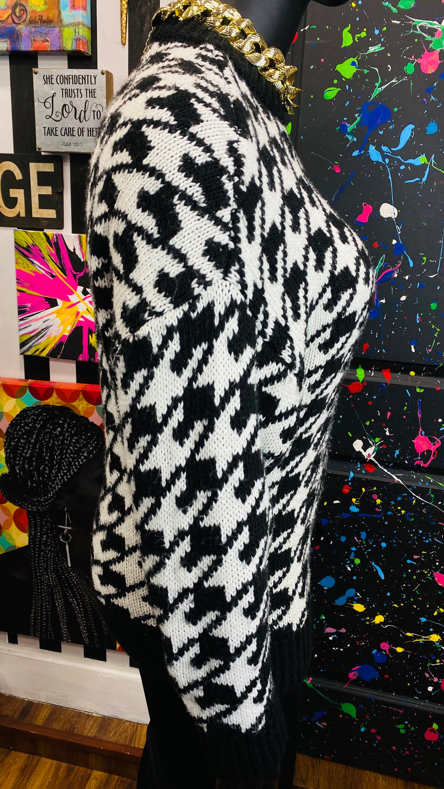 Zara Black & White Houndstooth Sweater (18/20)