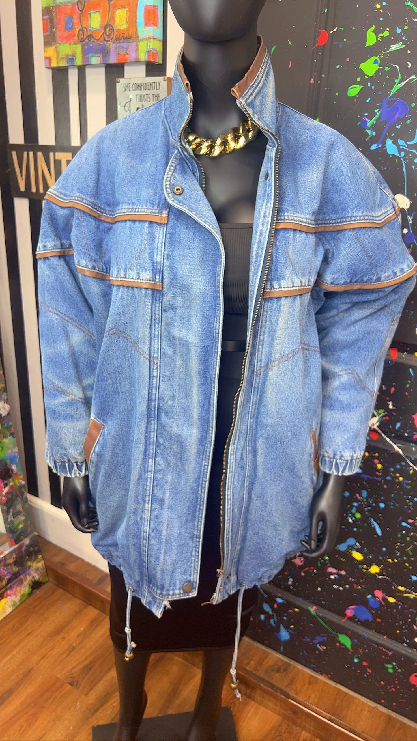 Vintage Denim & Faux Leather Trim (22/24)