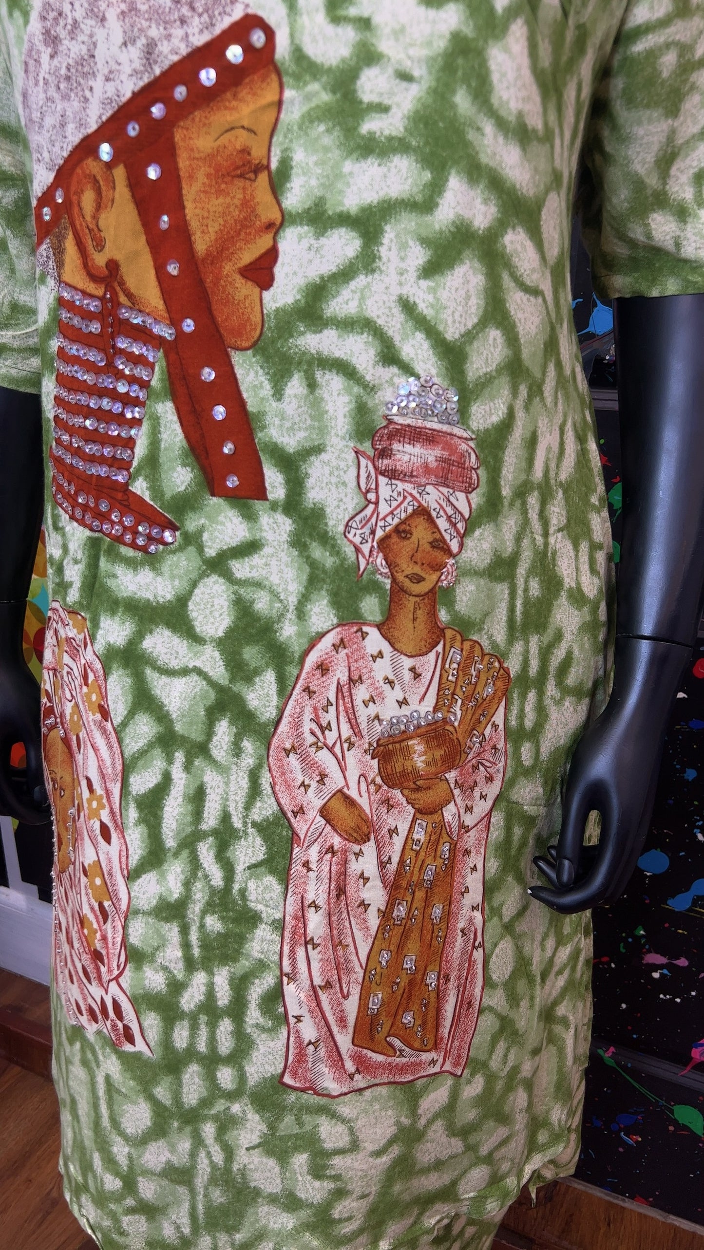 Vintage Traditional African Sequin Layered Dress- Deadstock New w/ Tags (16/18)