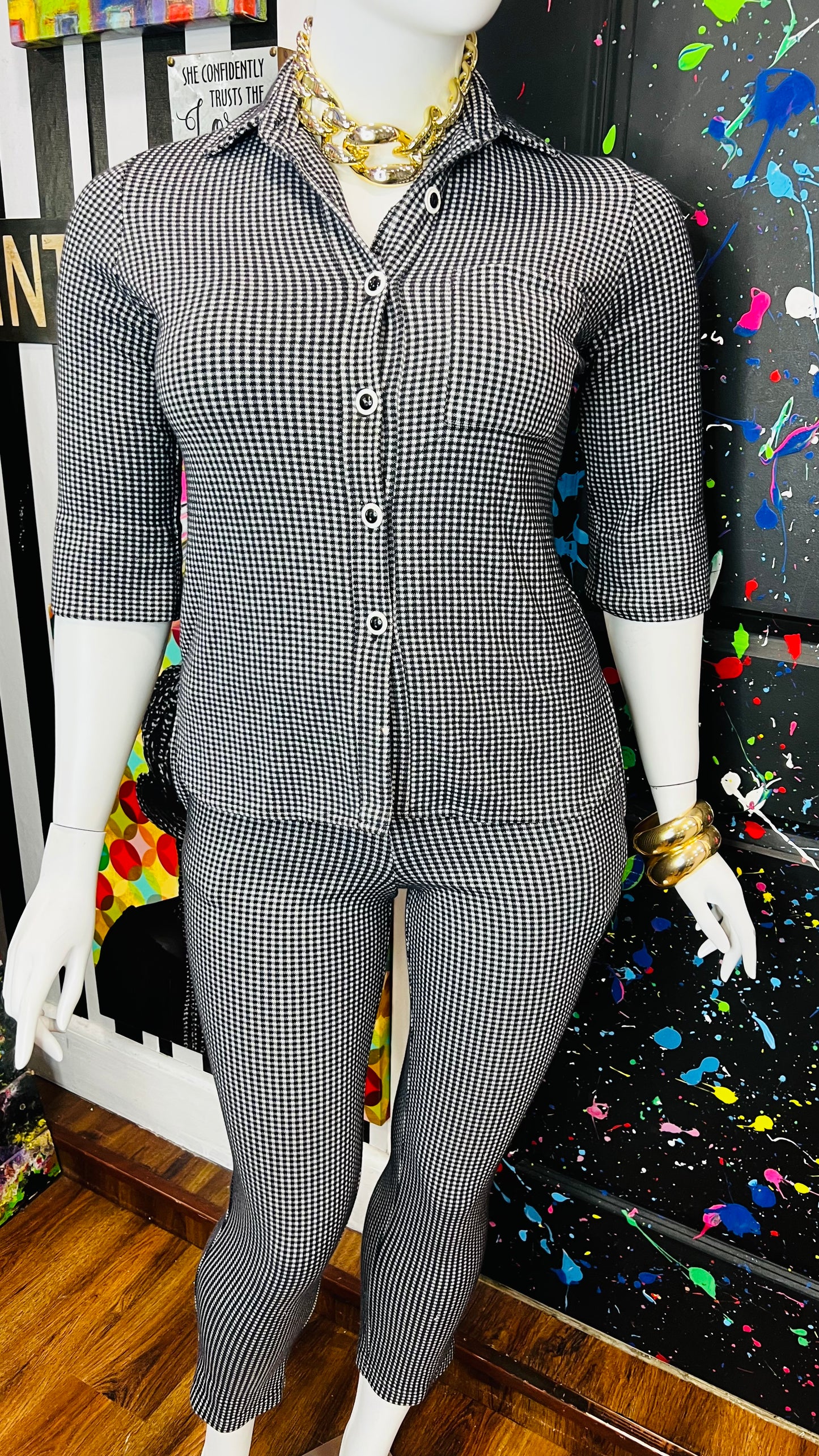 Vintage Black & White Houndstooth Set (12)