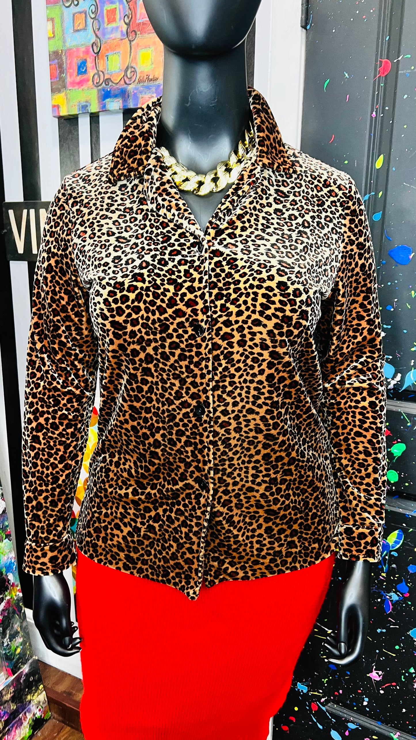 Vintage Velour Animal Print Blouse (14)