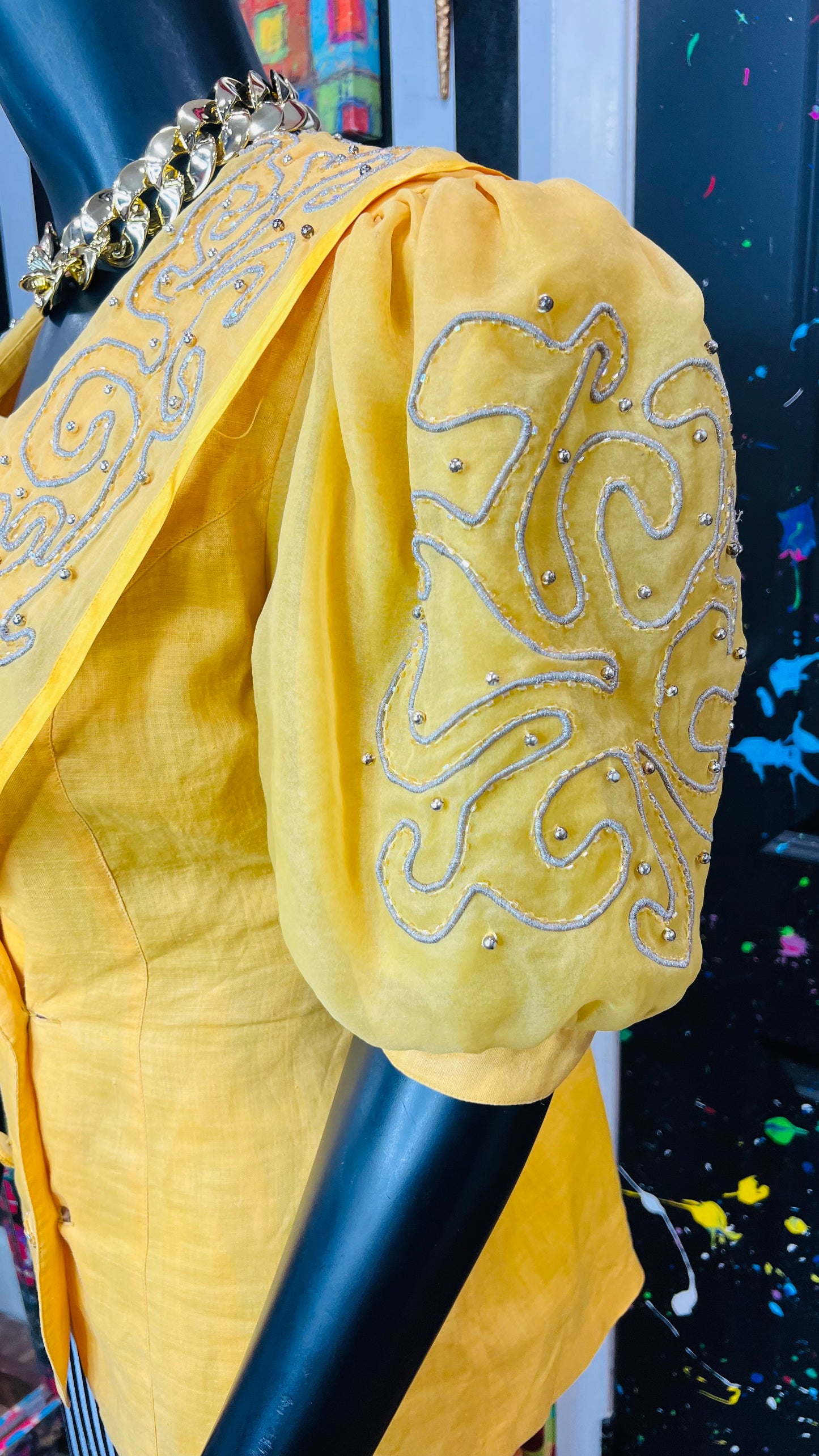 Vintage Yellow & Beaded Blouse (16)