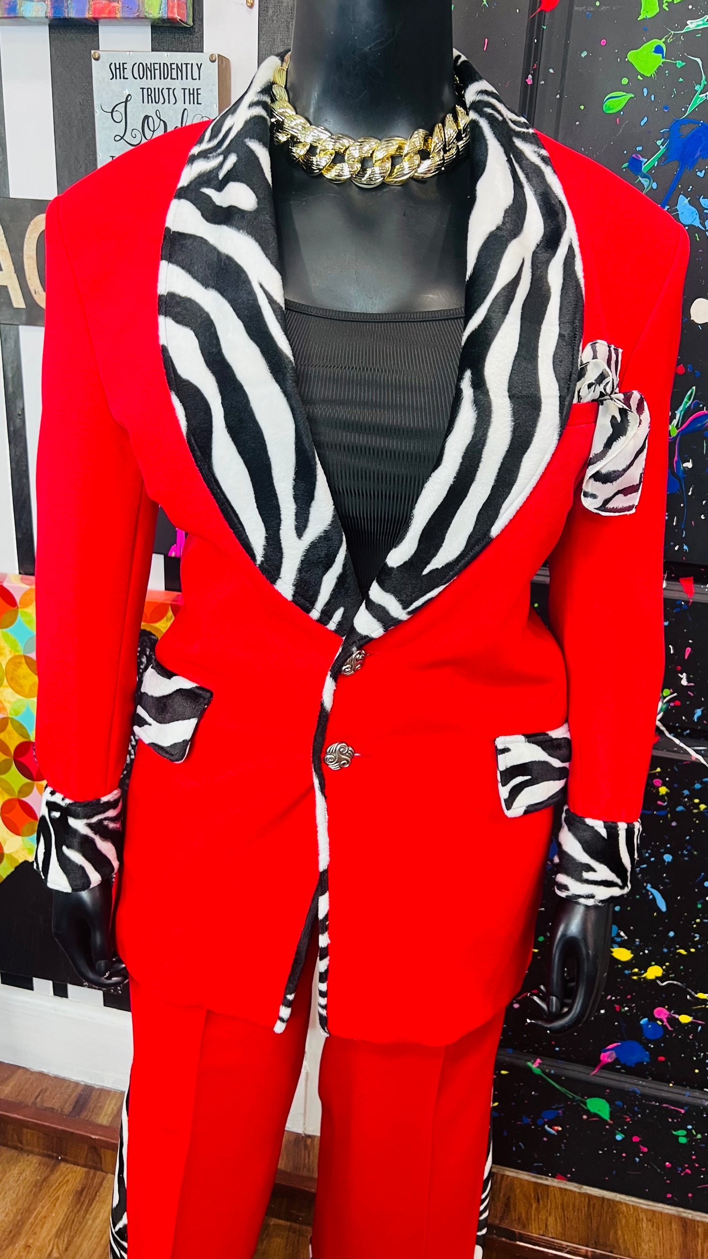 Red & Zebra Pants Suit (16)