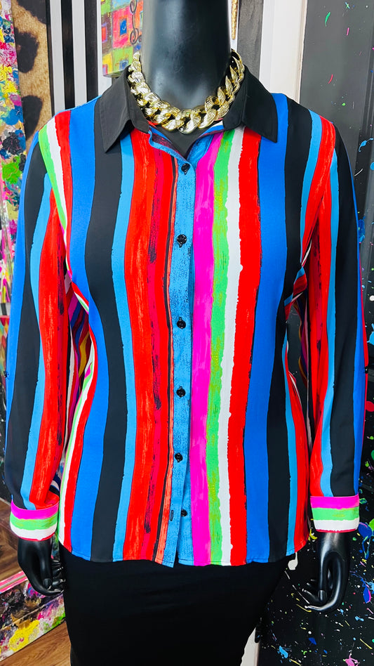 Striped Color Block Blouse (20)