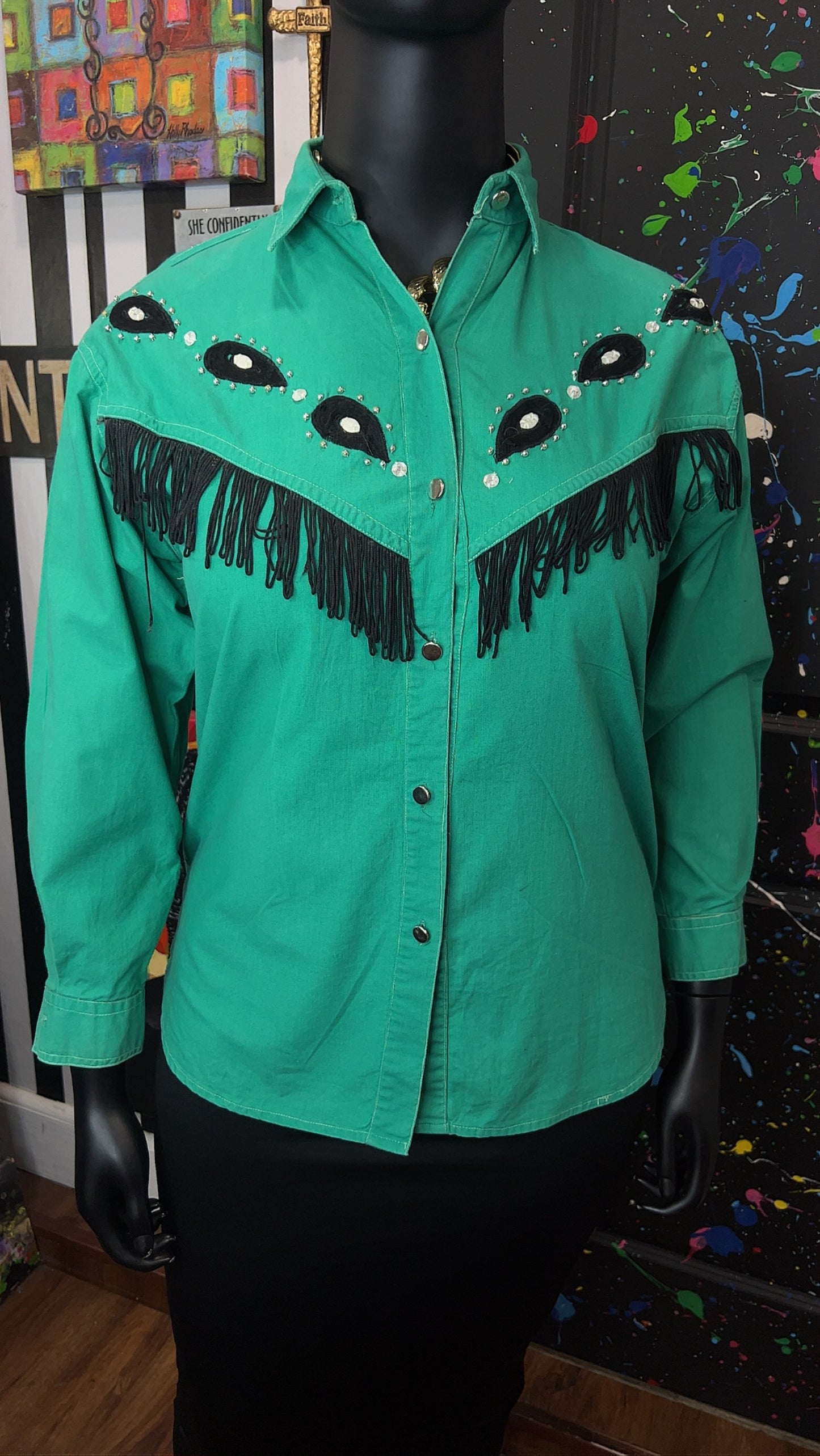 Vintage Western Fringe & Jewel Blouse (12)