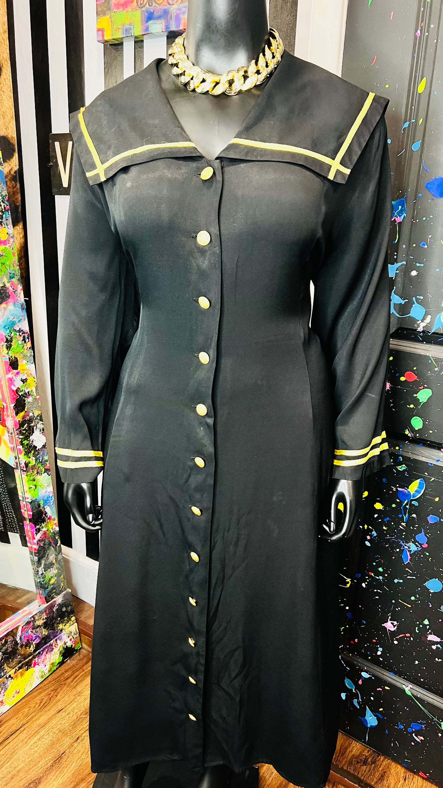 Vintage Black & Gold Sailor Dress (24)