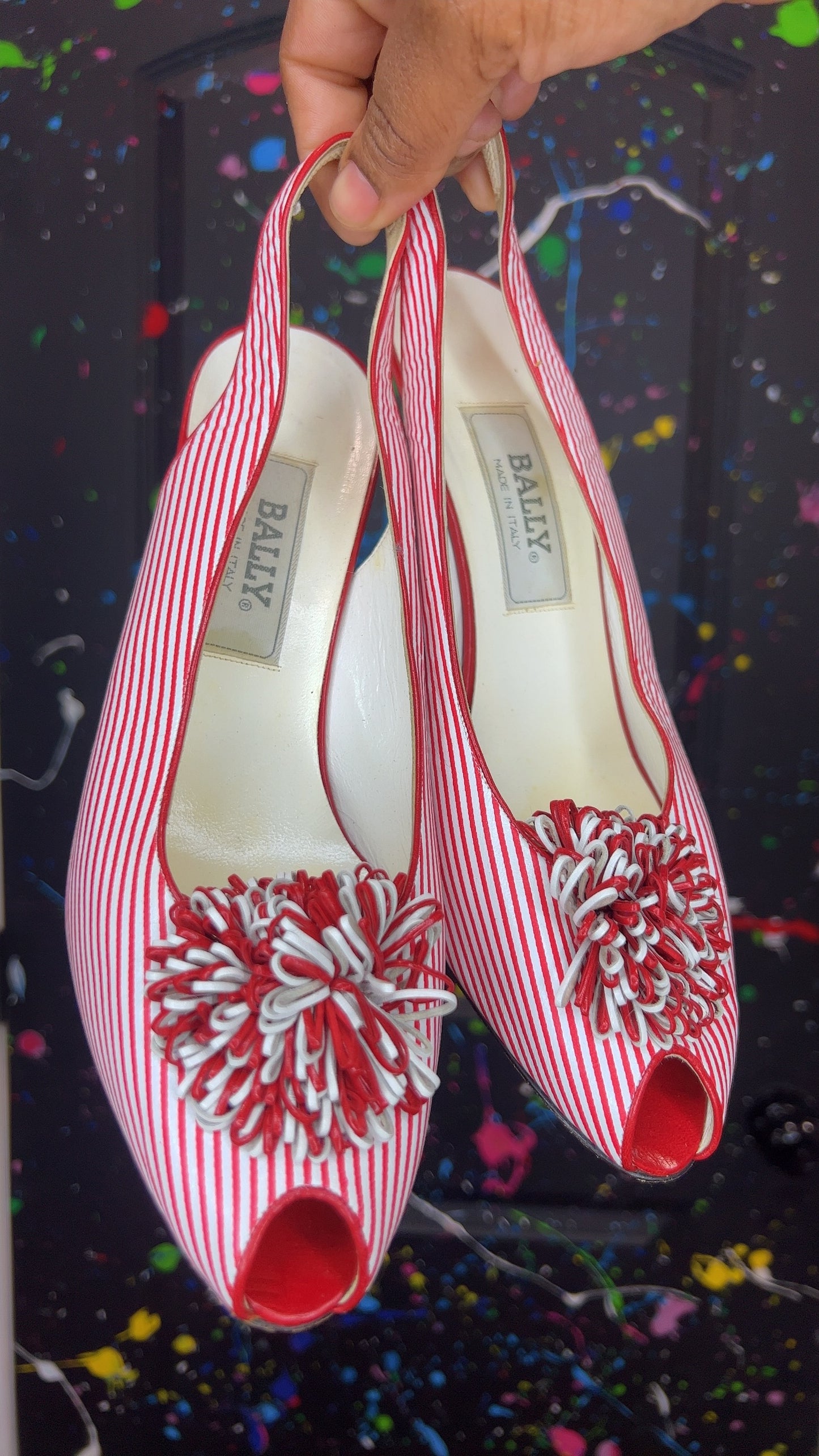 Vintage Red & White Striped Heels (10)
