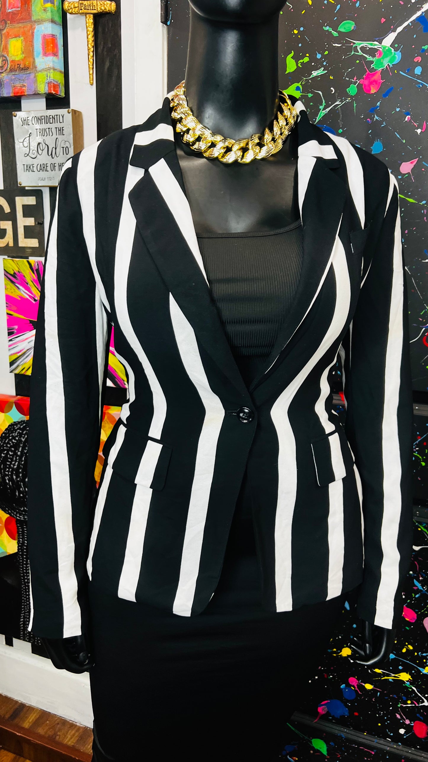 Striped Black & White Blazer (12)
