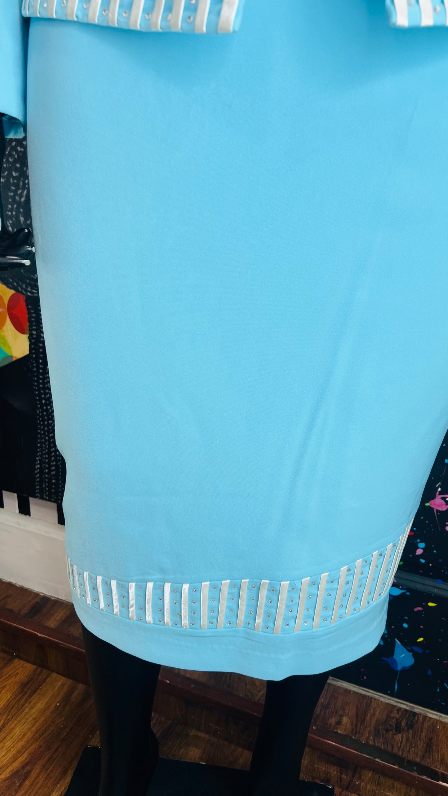 Vintage Blue & White Skirt Suit (18)