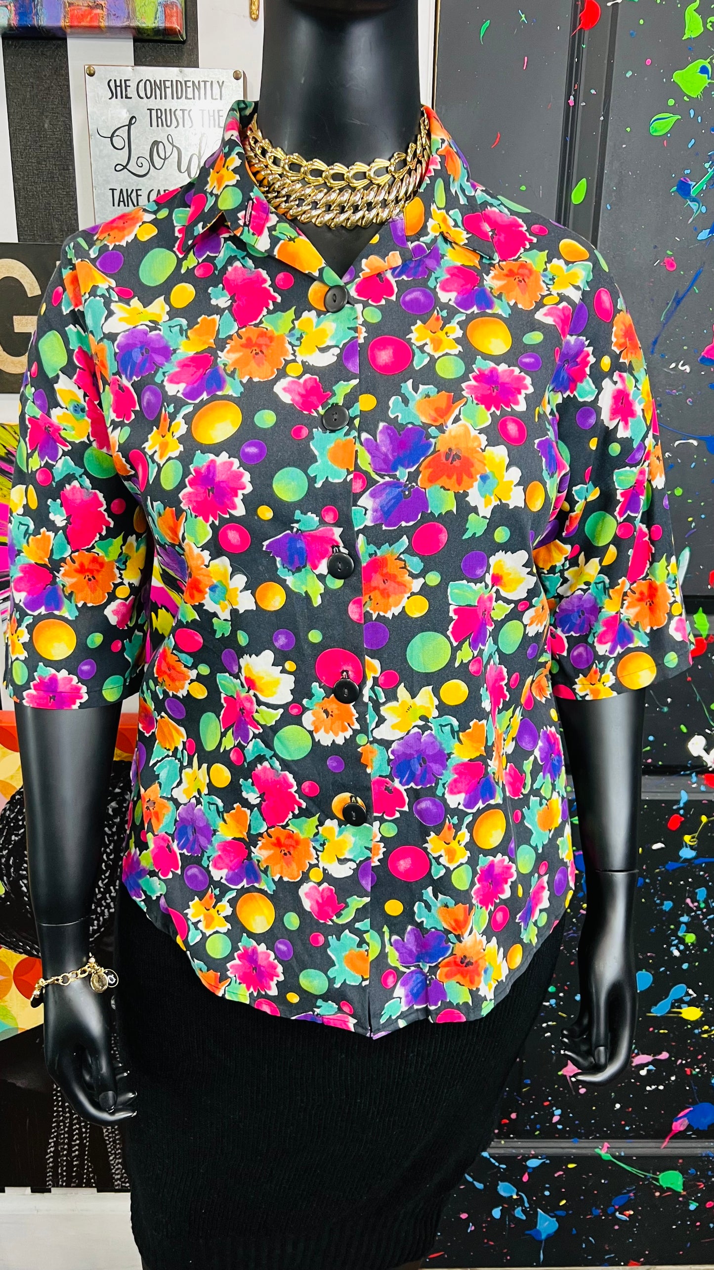 Vintage Single Stiched Cotton Polka Dot Blouse (20)