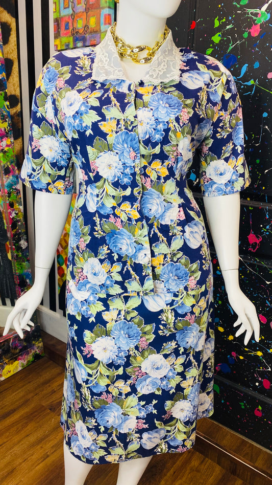 Vintage Floral Cotton Skirt Set (18W)