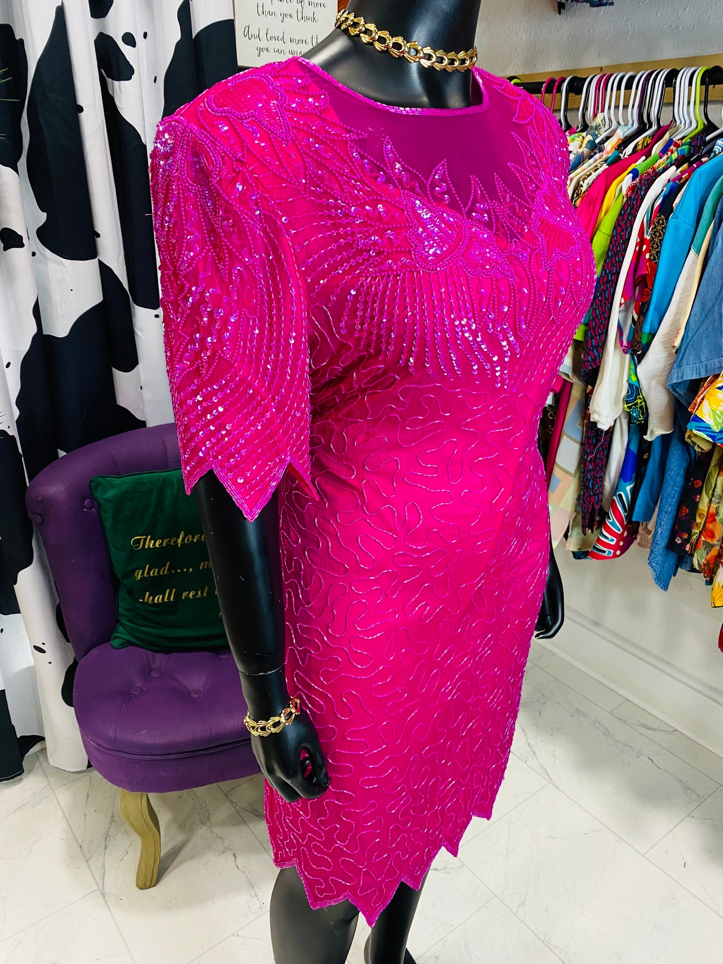 Vintage Pink Sequin Dress