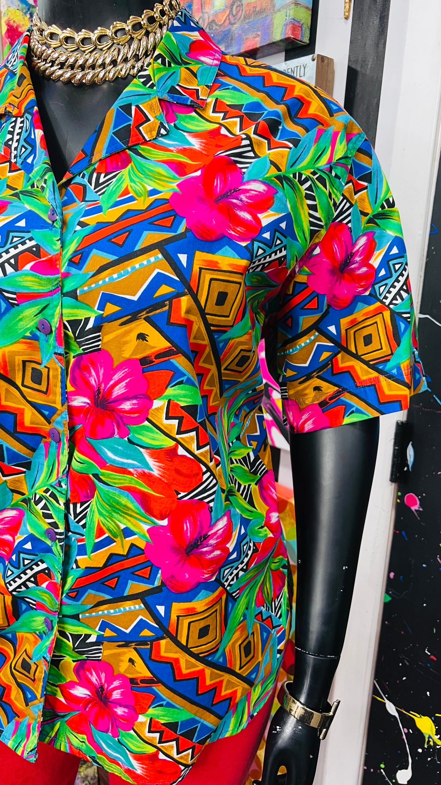 Vintage Abstract Cotton Blouse (22)