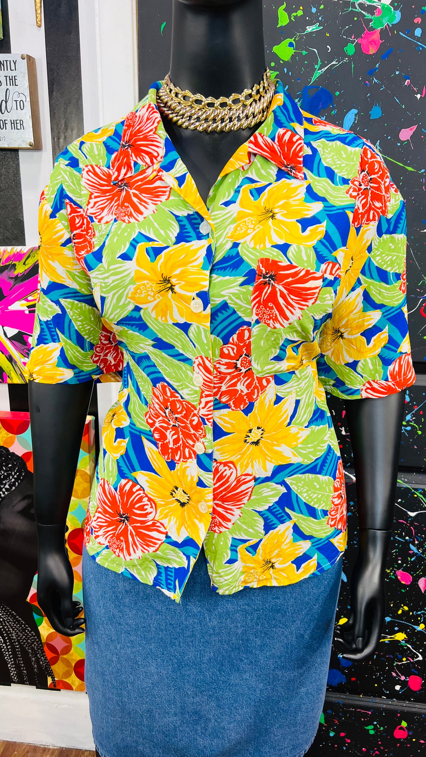 Vintage Silk Tropical Blouse (22)