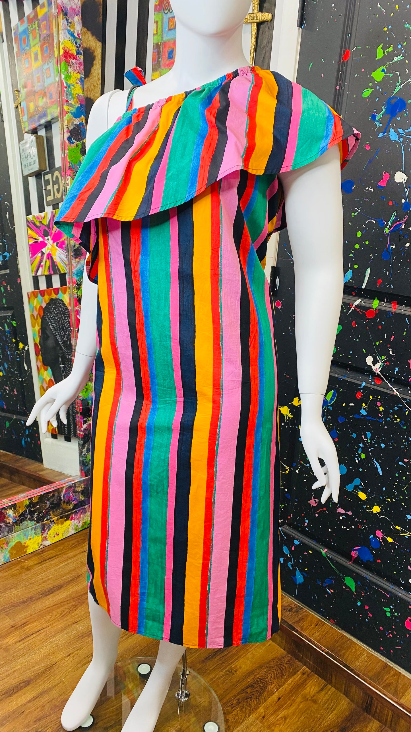 Striped One Shoulder Sun Dress (20)