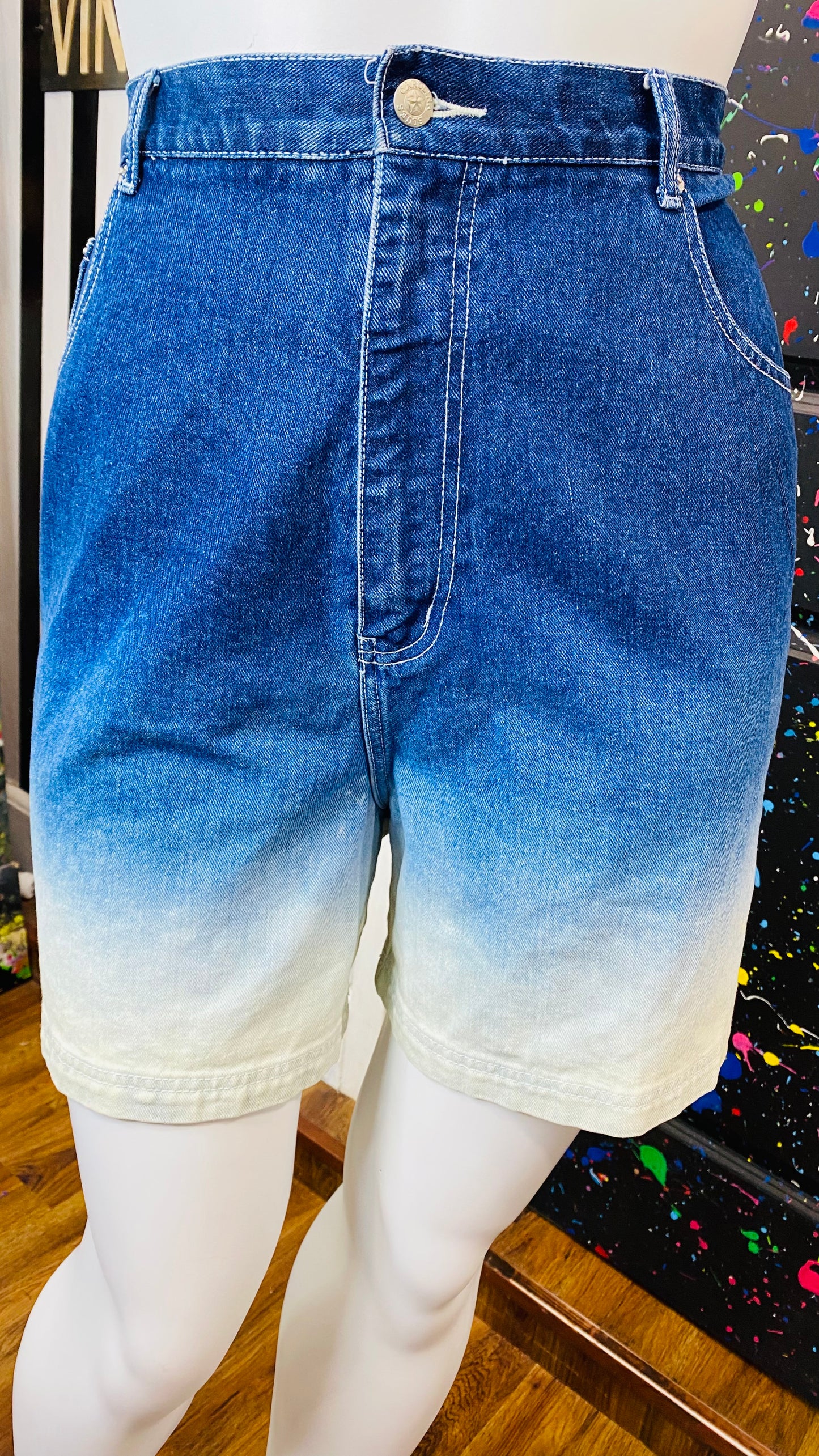 Vintage Y2K Ombré Denim Shorts (24W)- Fits Like 16