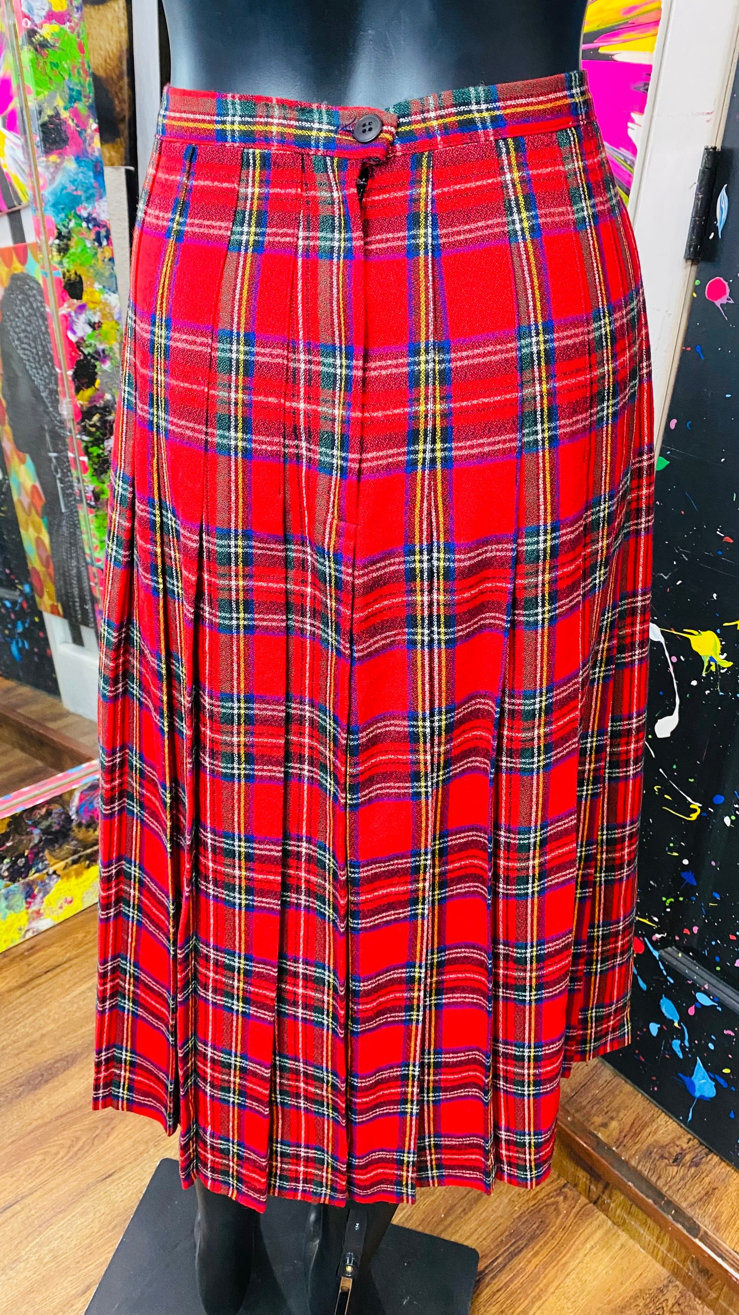 Vintage Pleated Plaid Skirt (12)