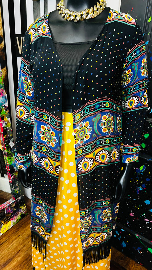 Vintage Abstract Mix Print Duster (12/14)