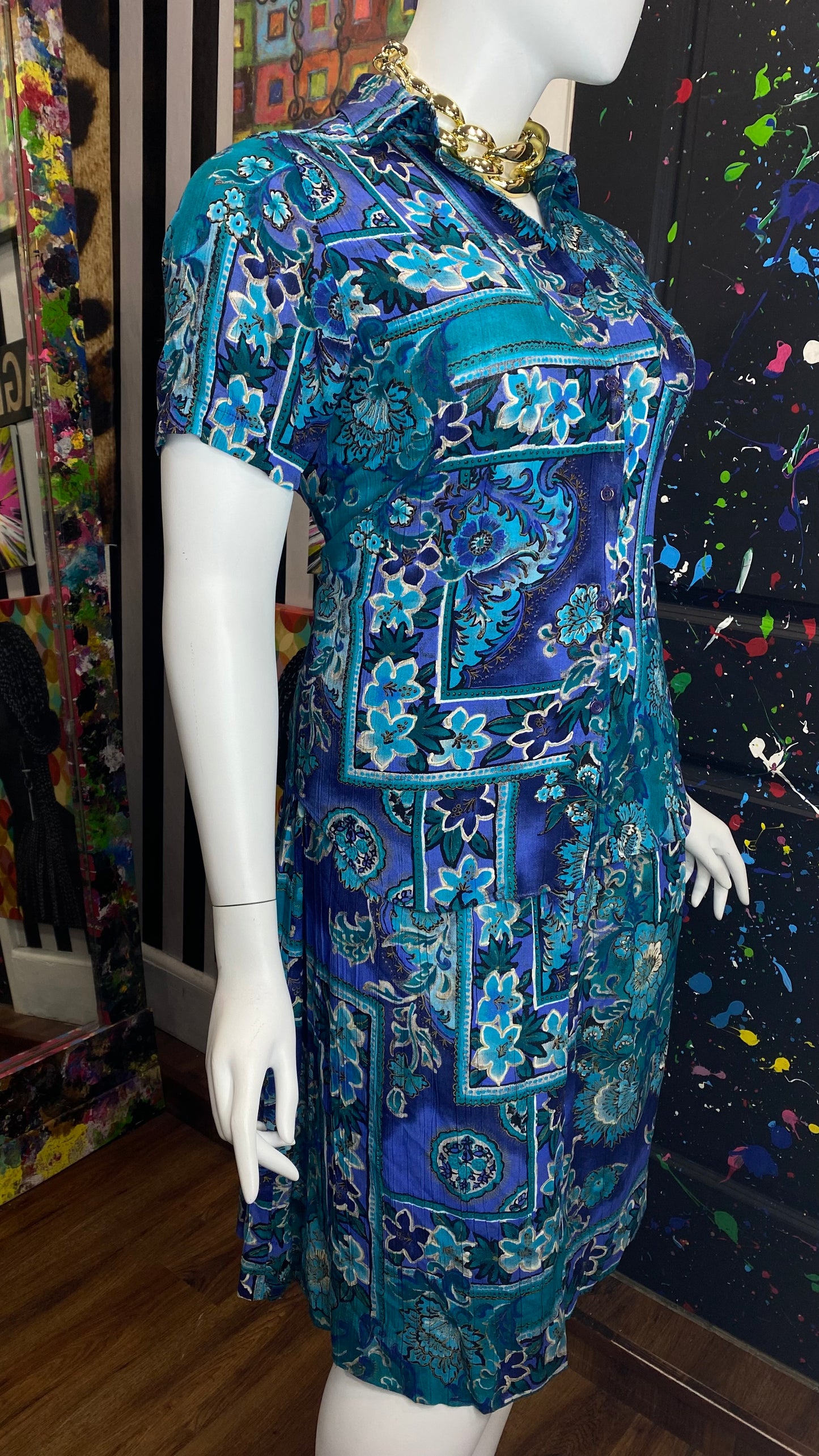 Vintage Abstact Rayon Skirt Set (12)