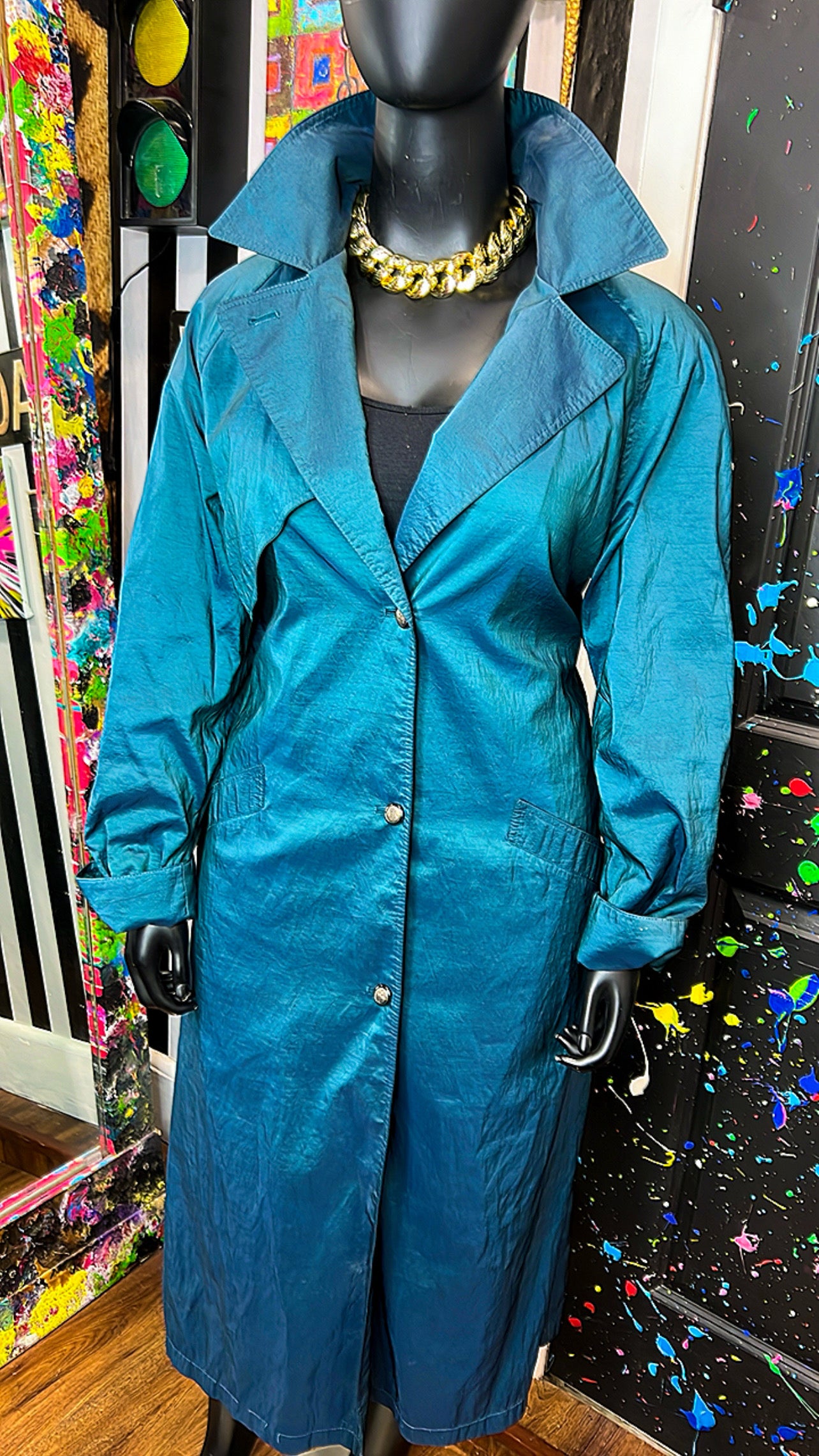 Vintage Teal Trench Coat w/ Belt (14)