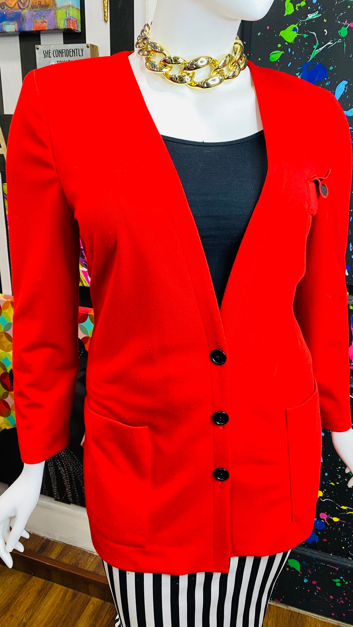 Vintage Red & Black Blazer (16)