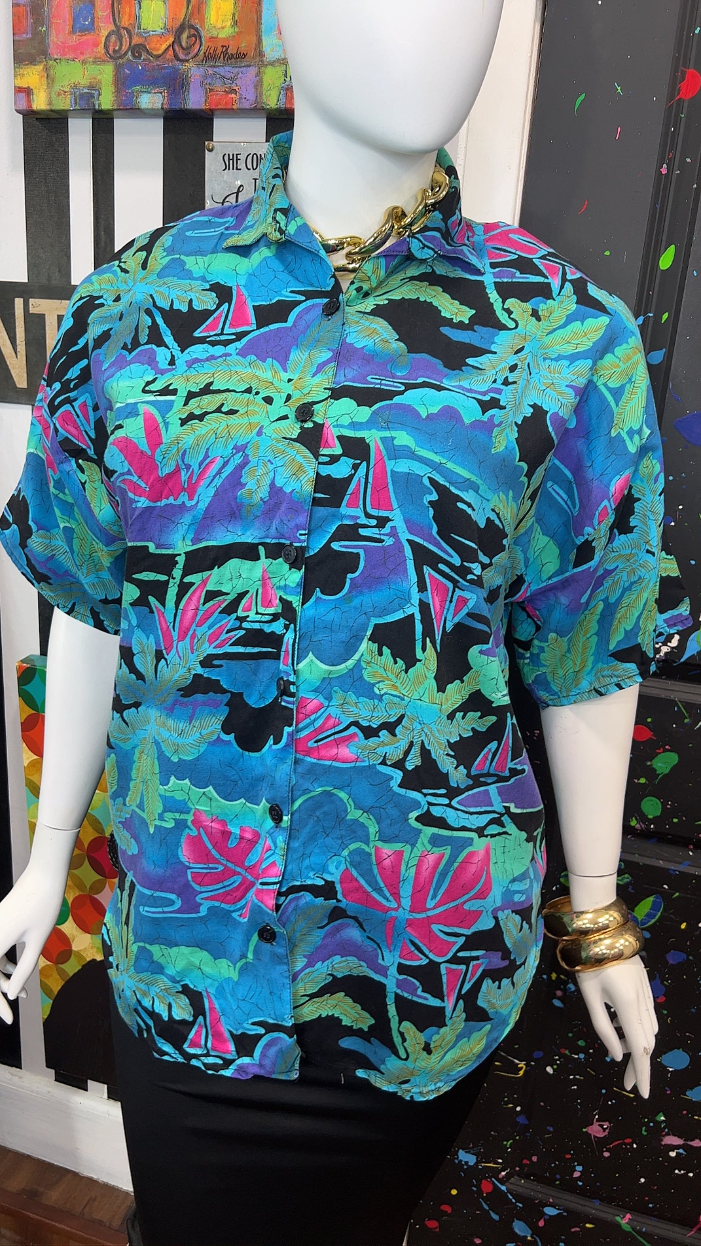 Vintage Rayon Floral Blouse (22)