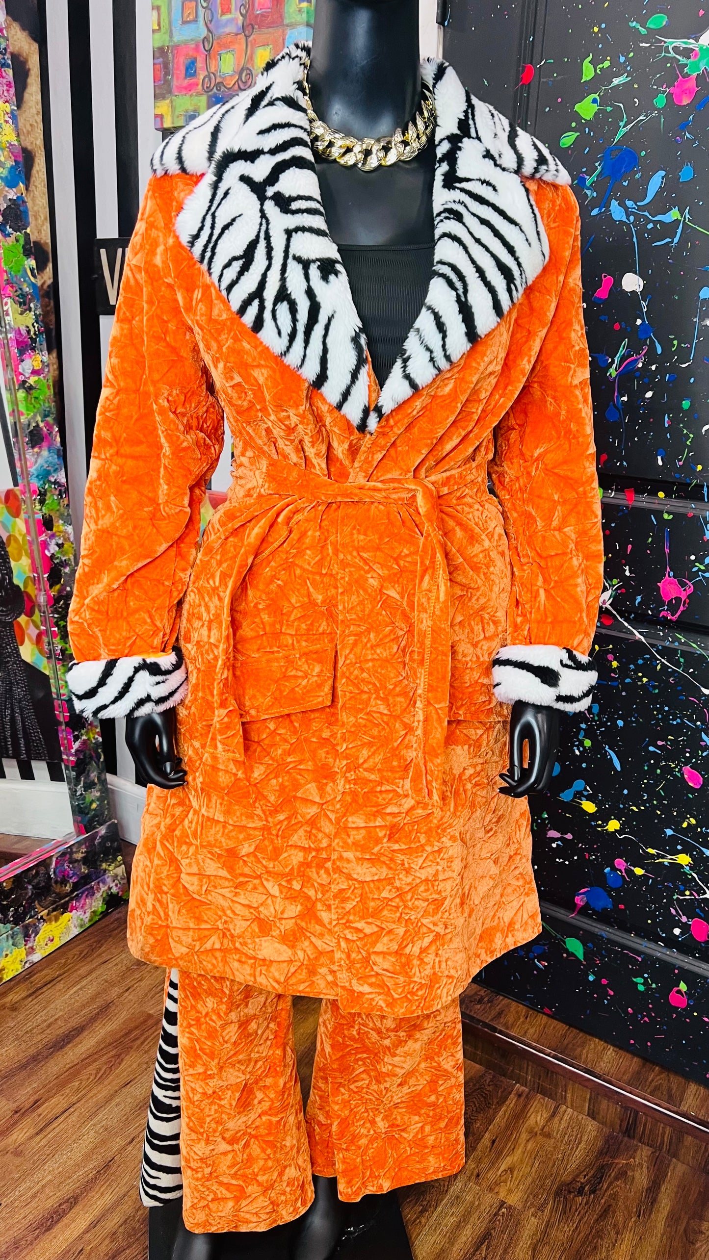 Orange & Zebra Bell Bottom Pants Suit (14)