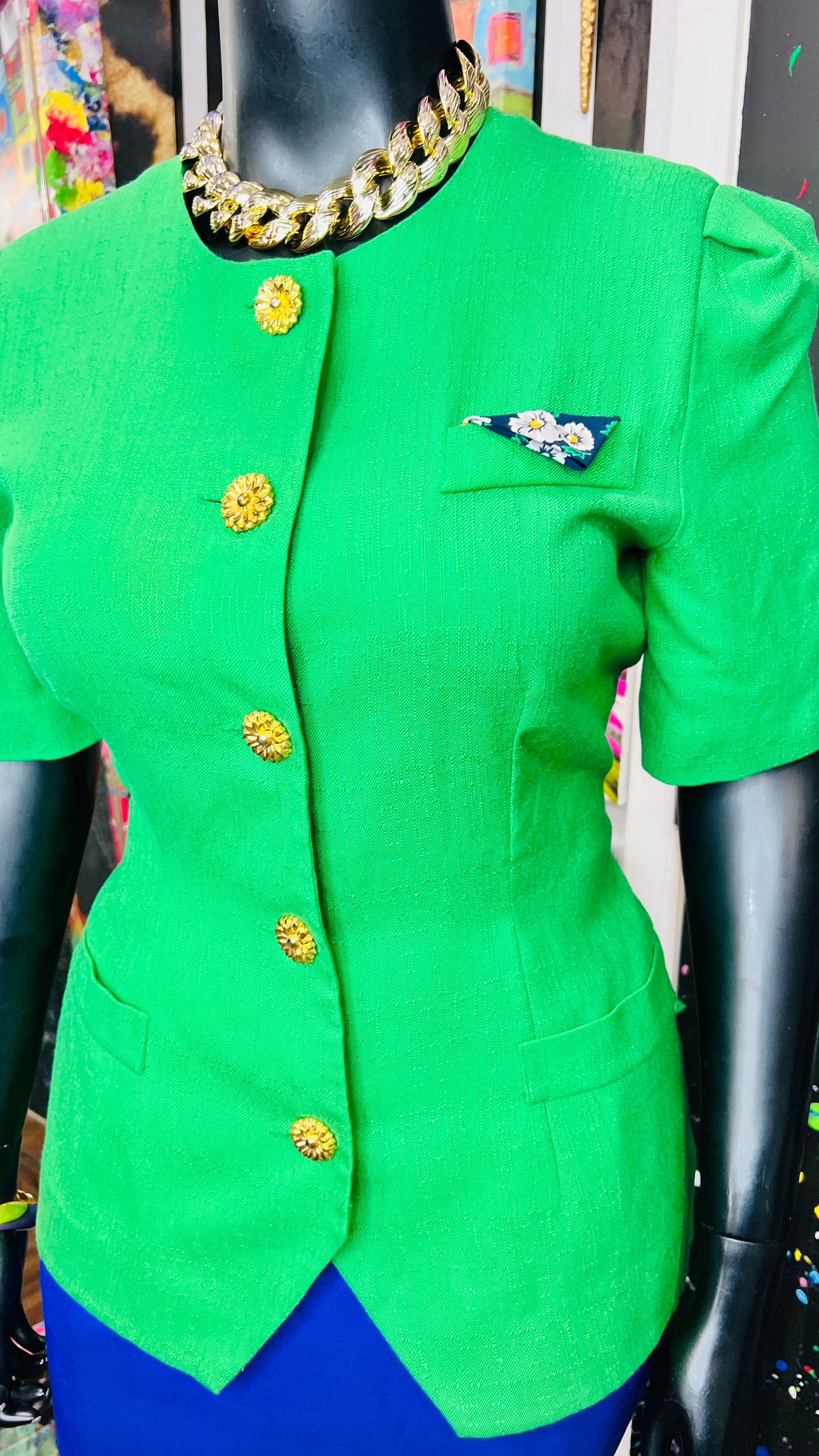 Vintage Green Blazer Blouse (16)