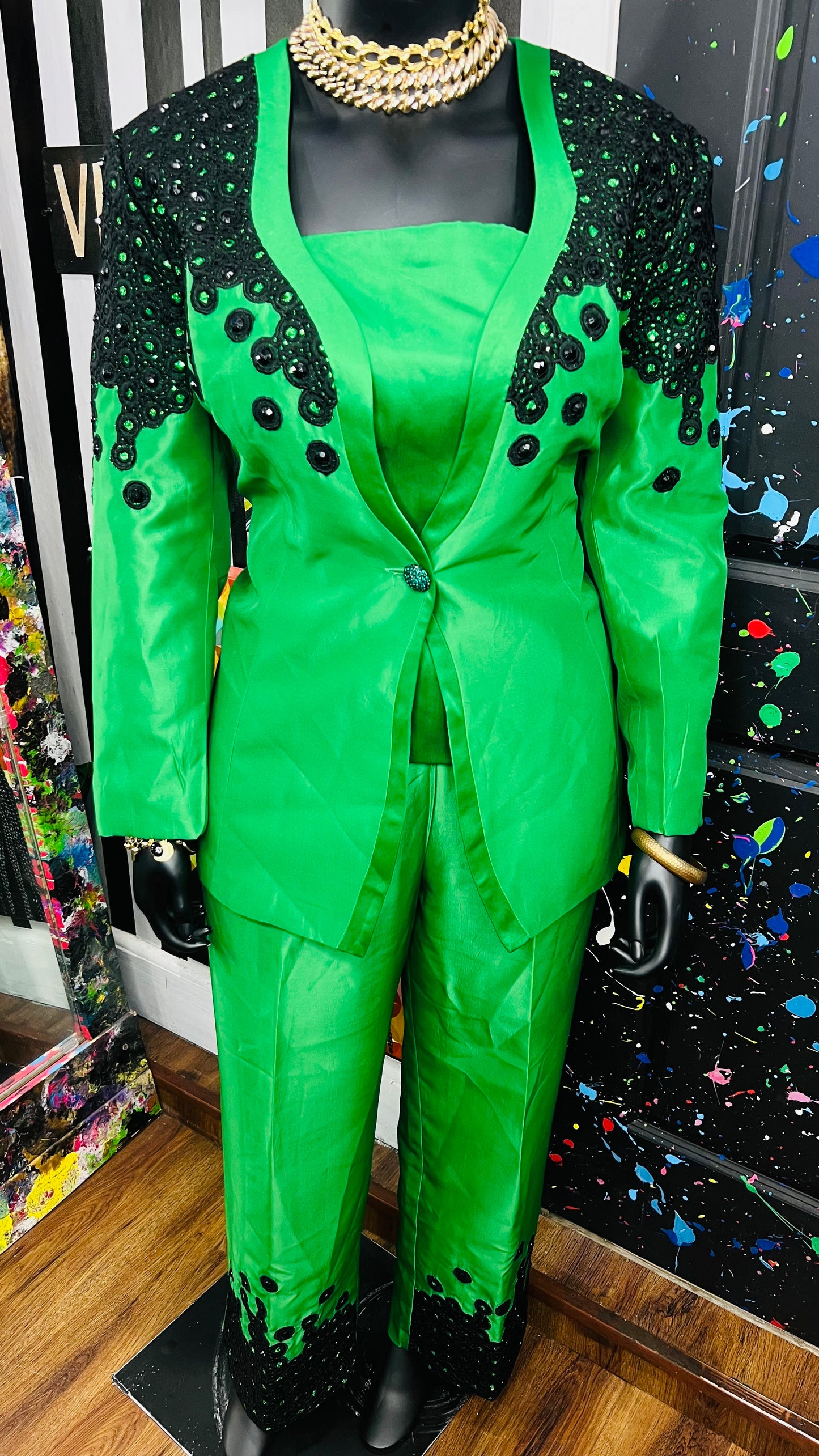 Vintage Green & Black Suit (22)