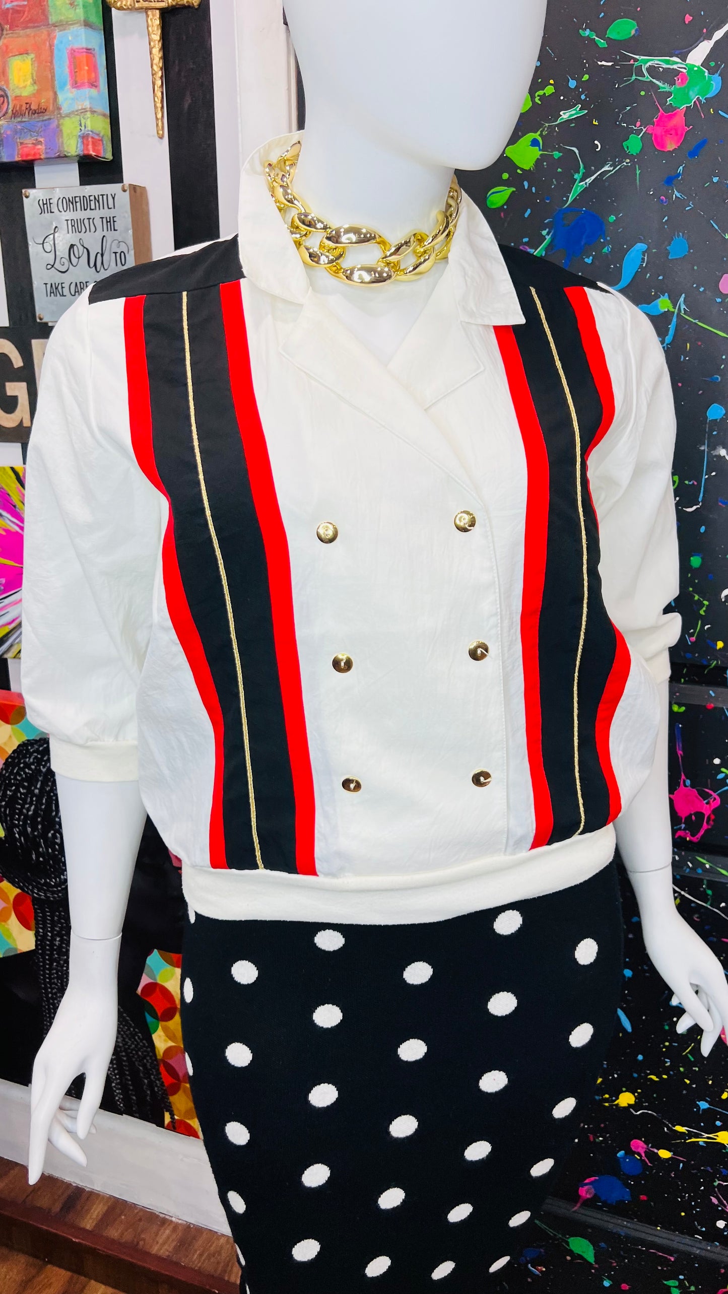 Vintage Red, Black Gold & Blouse (16)