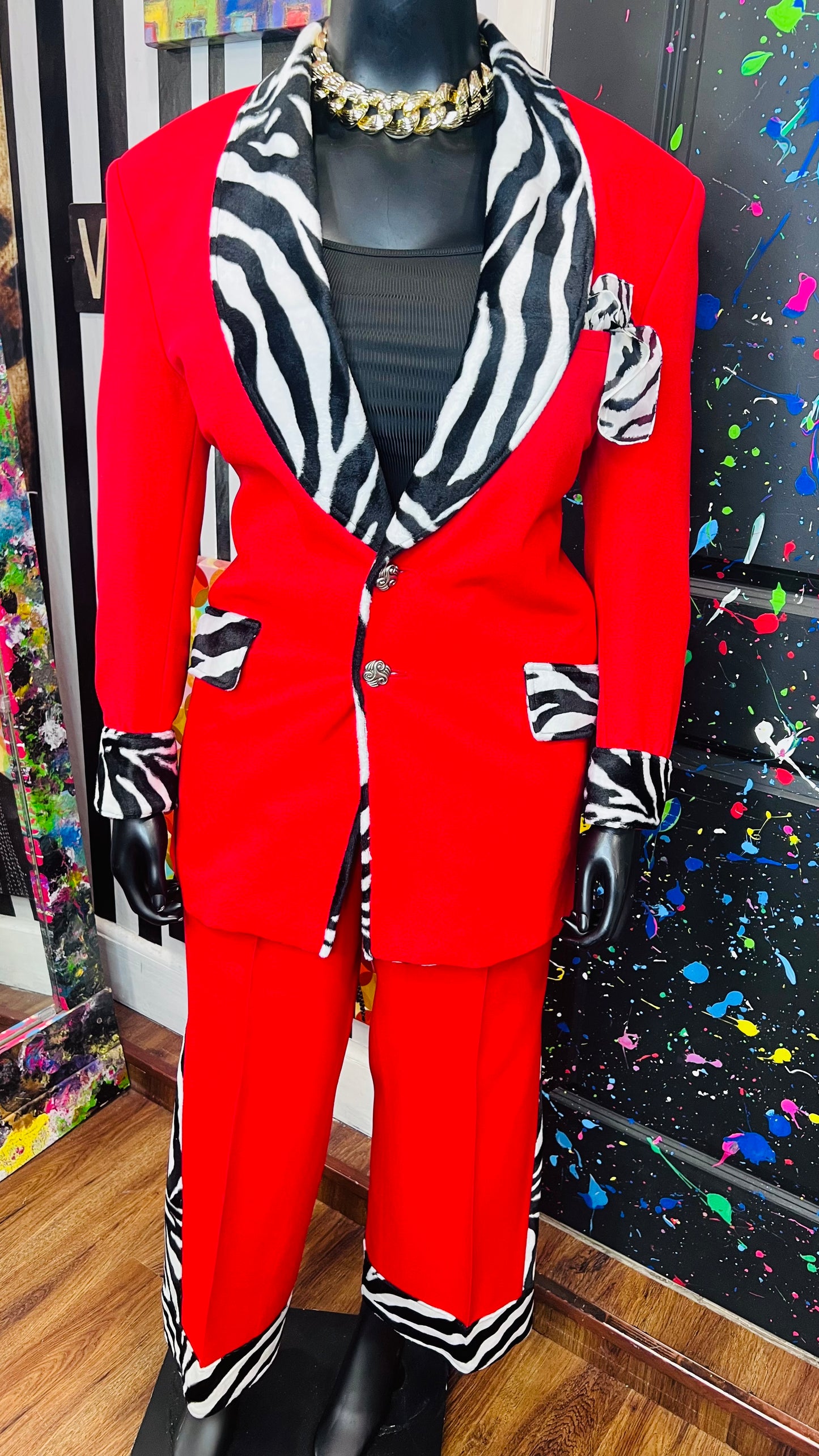 Red & Zebra Pants Suit (16)