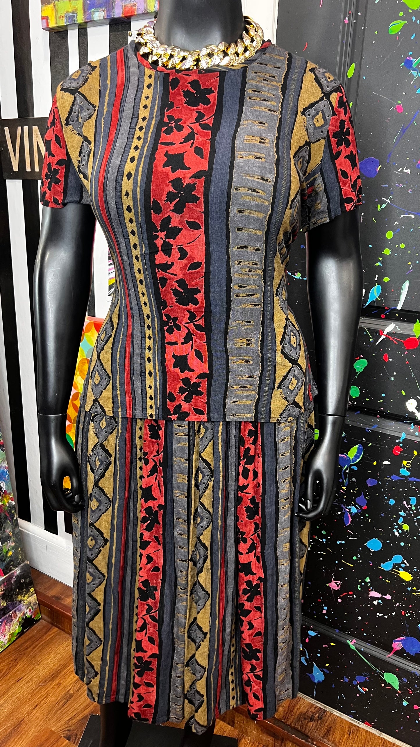 Vintage Rayon 90’s Skirt Set (14)